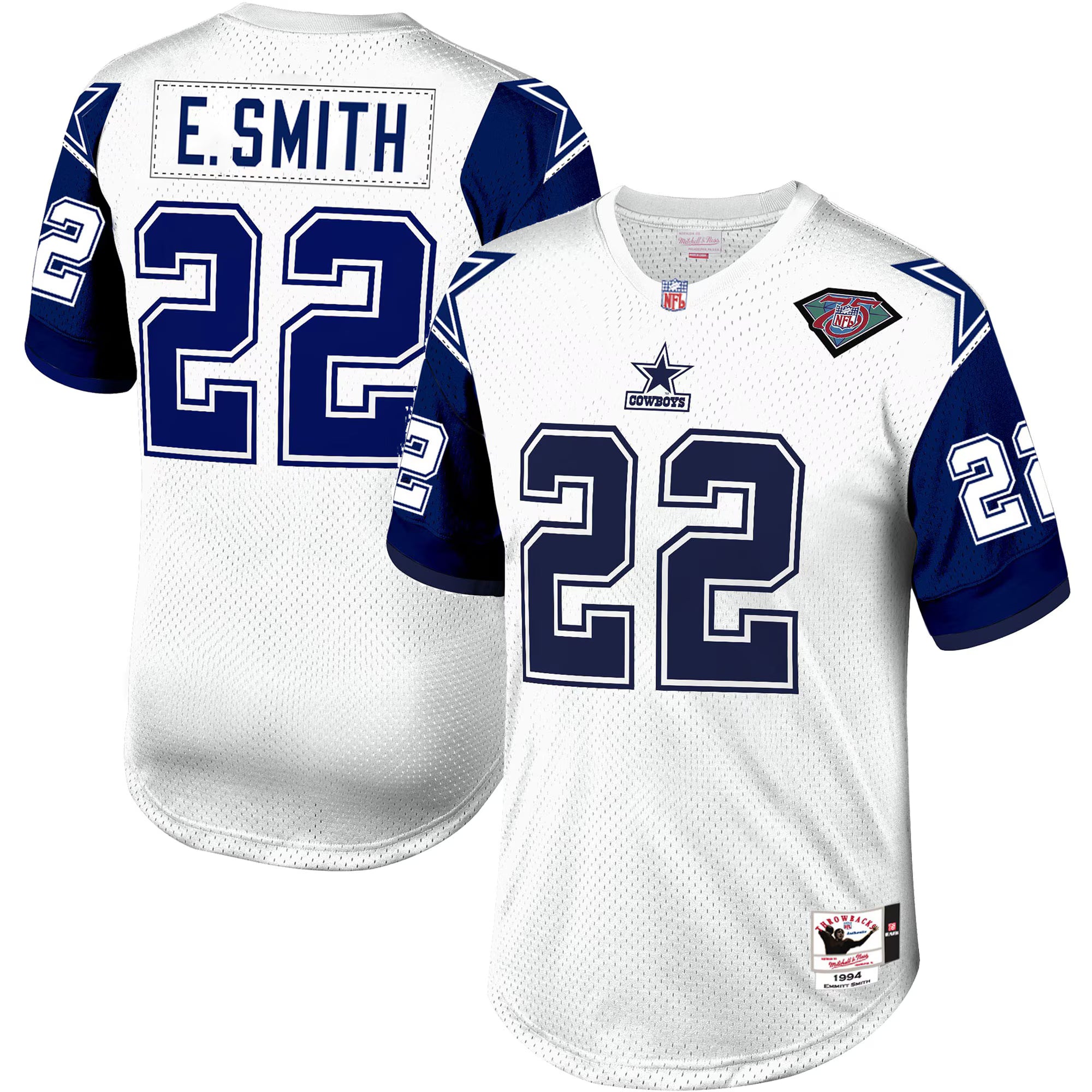 Emmitt Smith Dallas Cowboys 1996 Mitchell &amp; Ness Authentic Throwback Retired Player Jersey - White