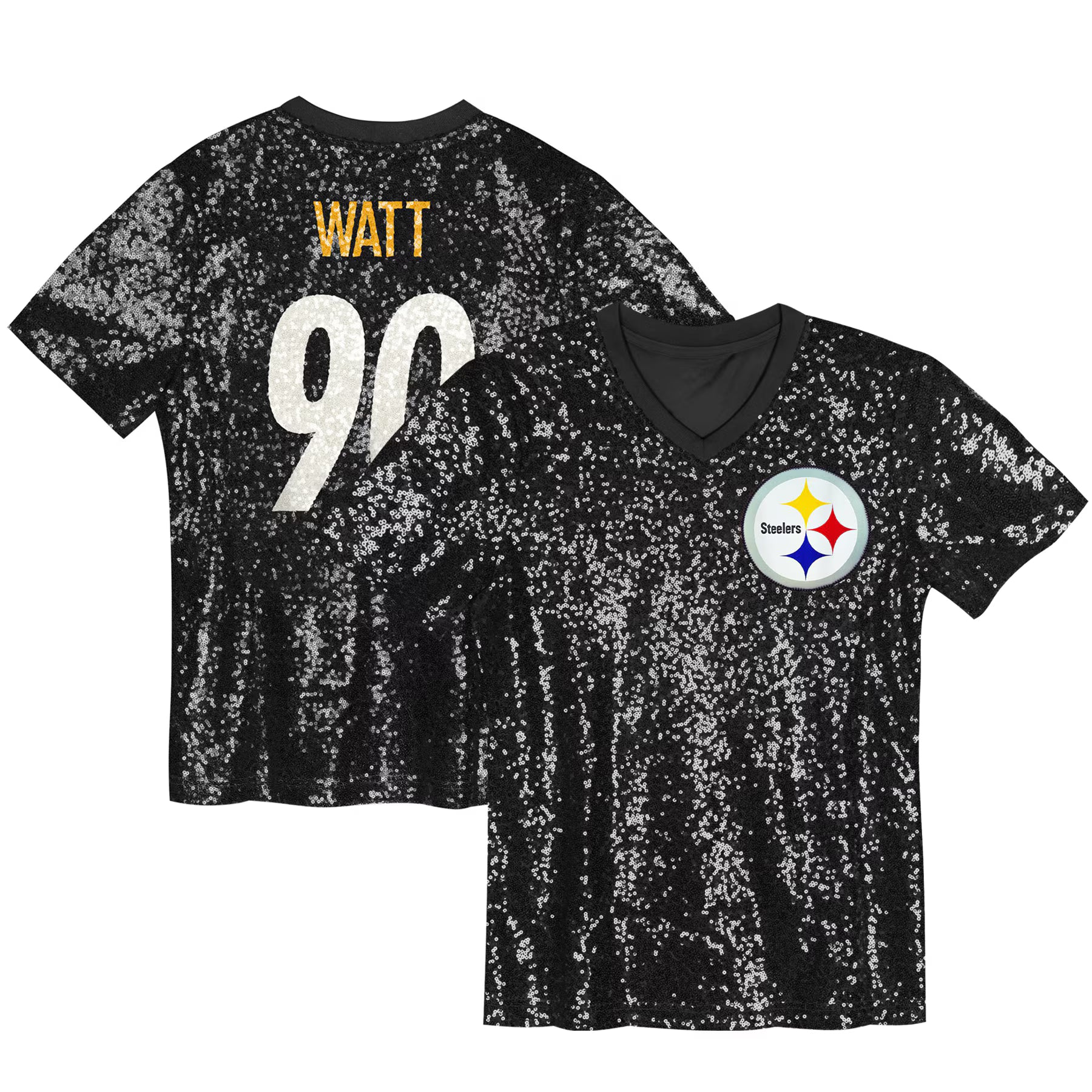 T.J. Watt Pittsburgh Steelers Women's Player Name &amp; Number V-Neck Fashion Jersey - Black