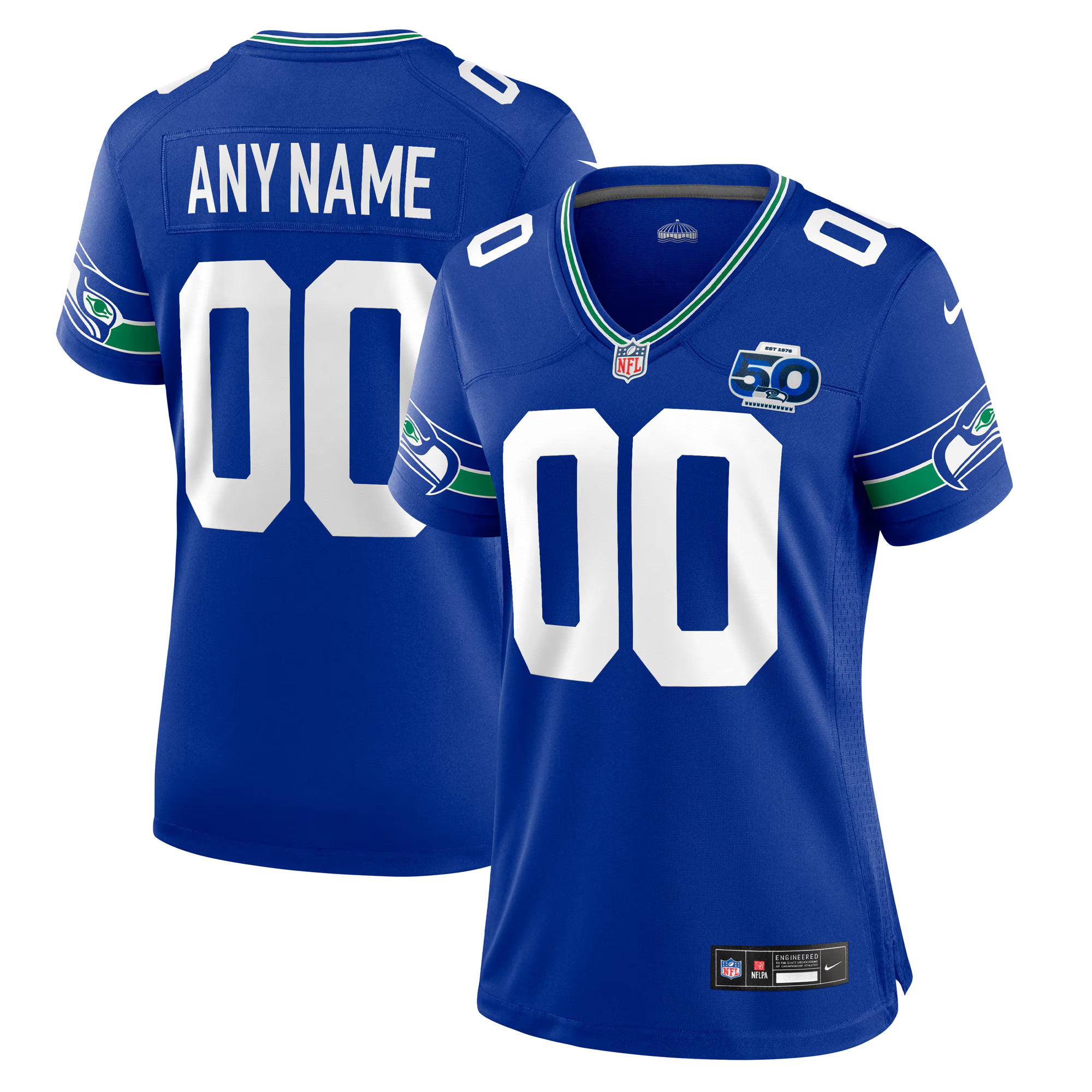 Seattle Seahawks Nike Women's 50th Season Throwback Custom Game Jersey - Royal