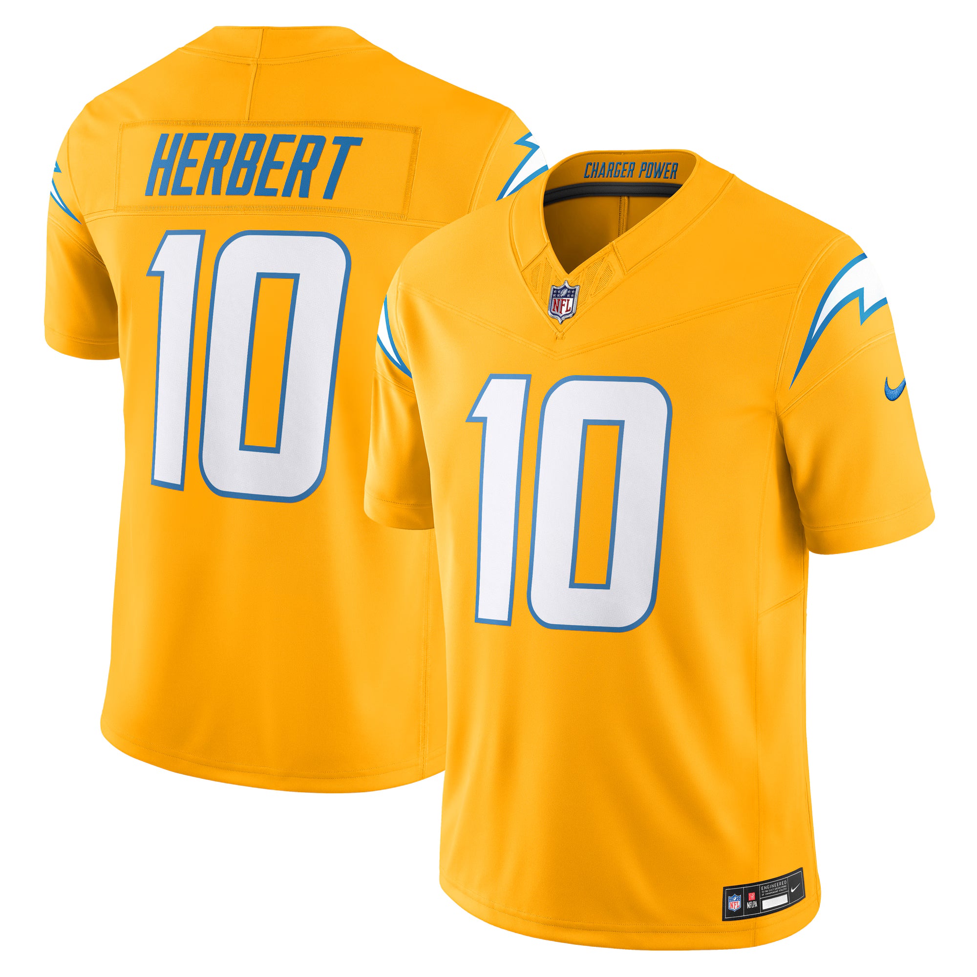 Justin Herbert Los Angeles Chargers Nike Alternate Charger Power Vapor F.U.S.E. Limited Jersey - Gold