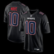 Drake Maye New England Patriots Nike Game Jersey - Carbon Black