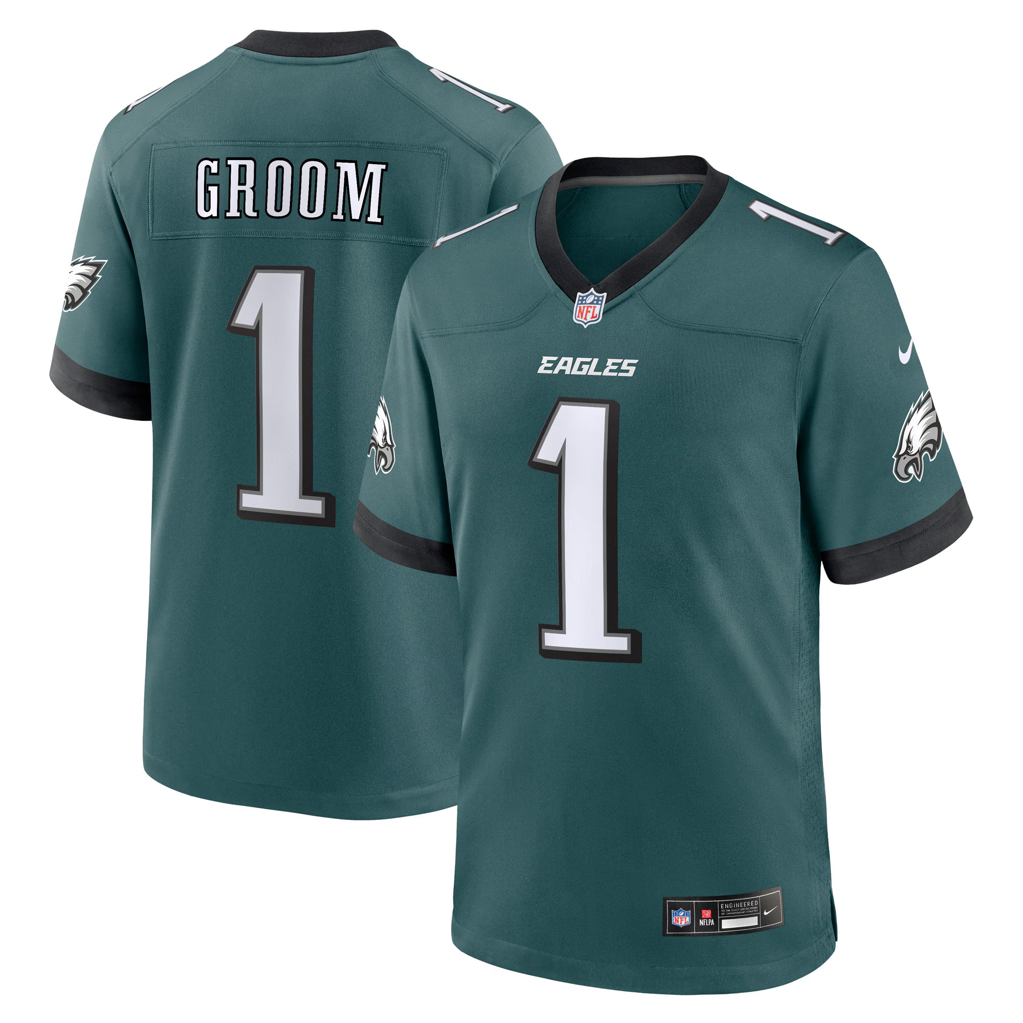 Number 1 Groom Philadelphia Eagles Nike Game Jersey - Midnight Green