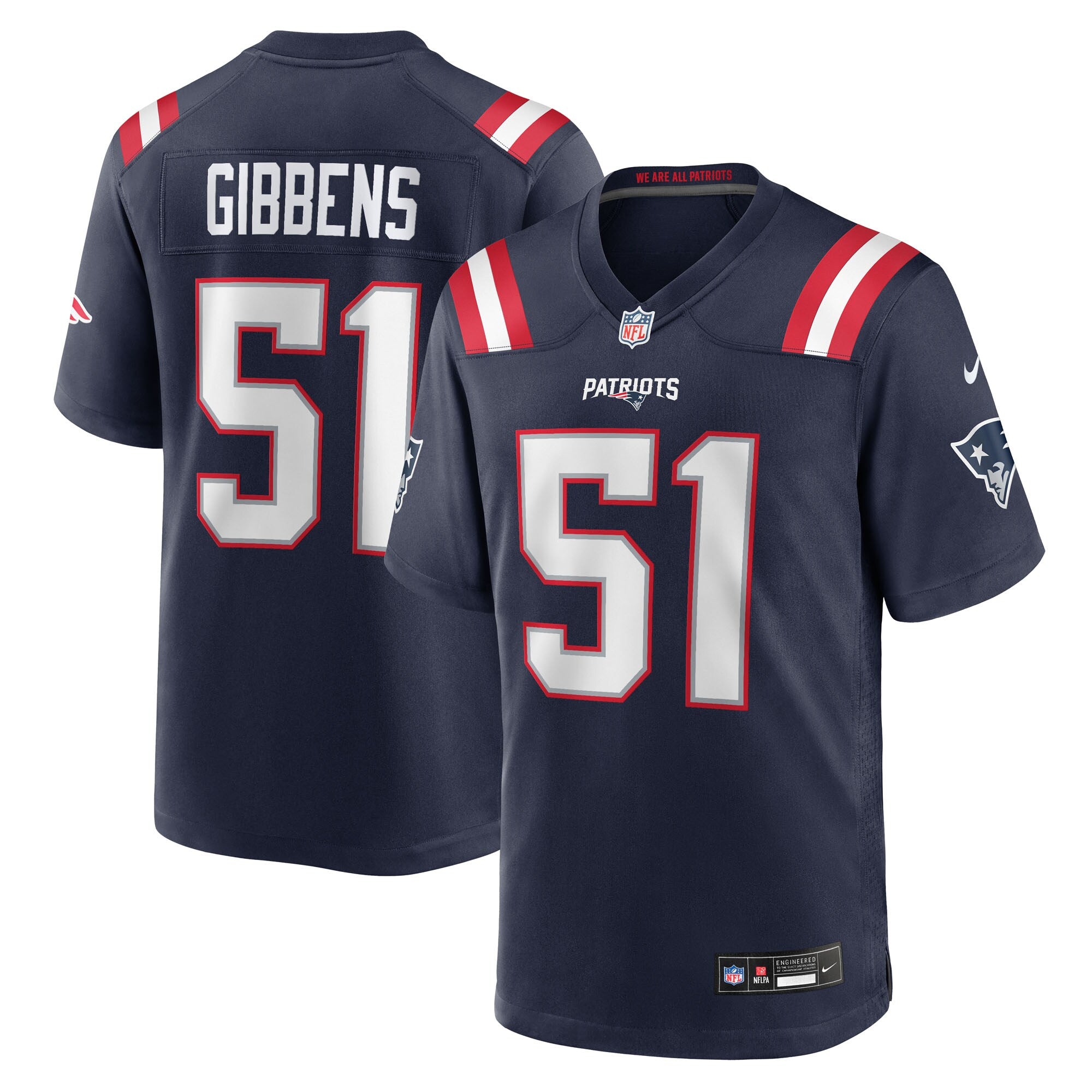 Jack Gibbens New England Patriots Nike Team Game Jersey -  Navy