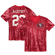 Christian McCaffrey San Francisco 49ers Women's Player Name &amp; Number V-Neck Fashion Jersey - Scarlet