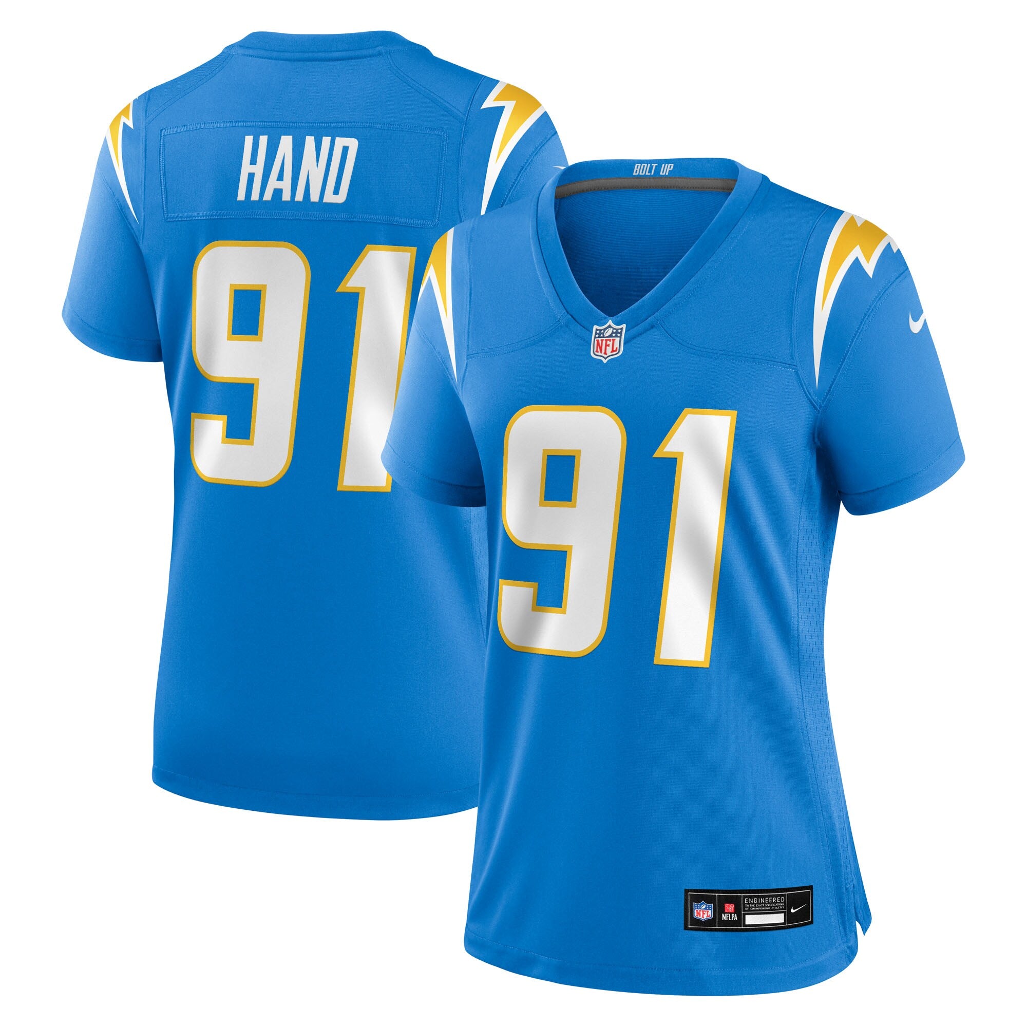 Da'Shawn Hand Los Angeles Chargers Nike Women's Team Game Jersey -  Powder Blue