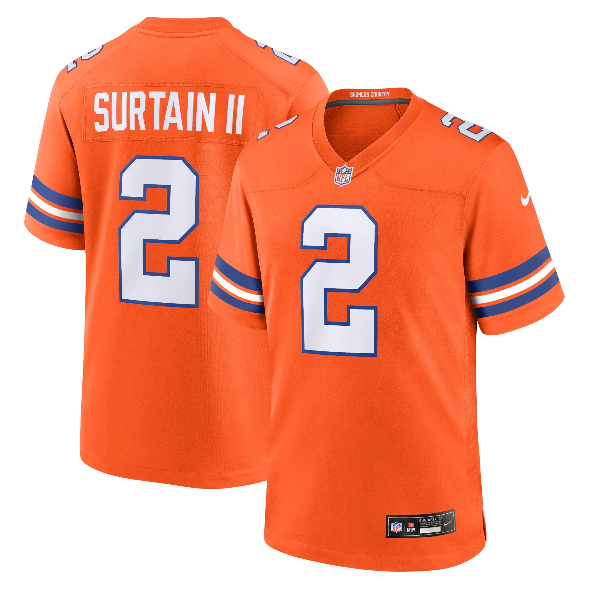 Patrick Surtain II Denver Broncos Nike Mile High Collection 1977 Throwback Player Game Jersey - Orange