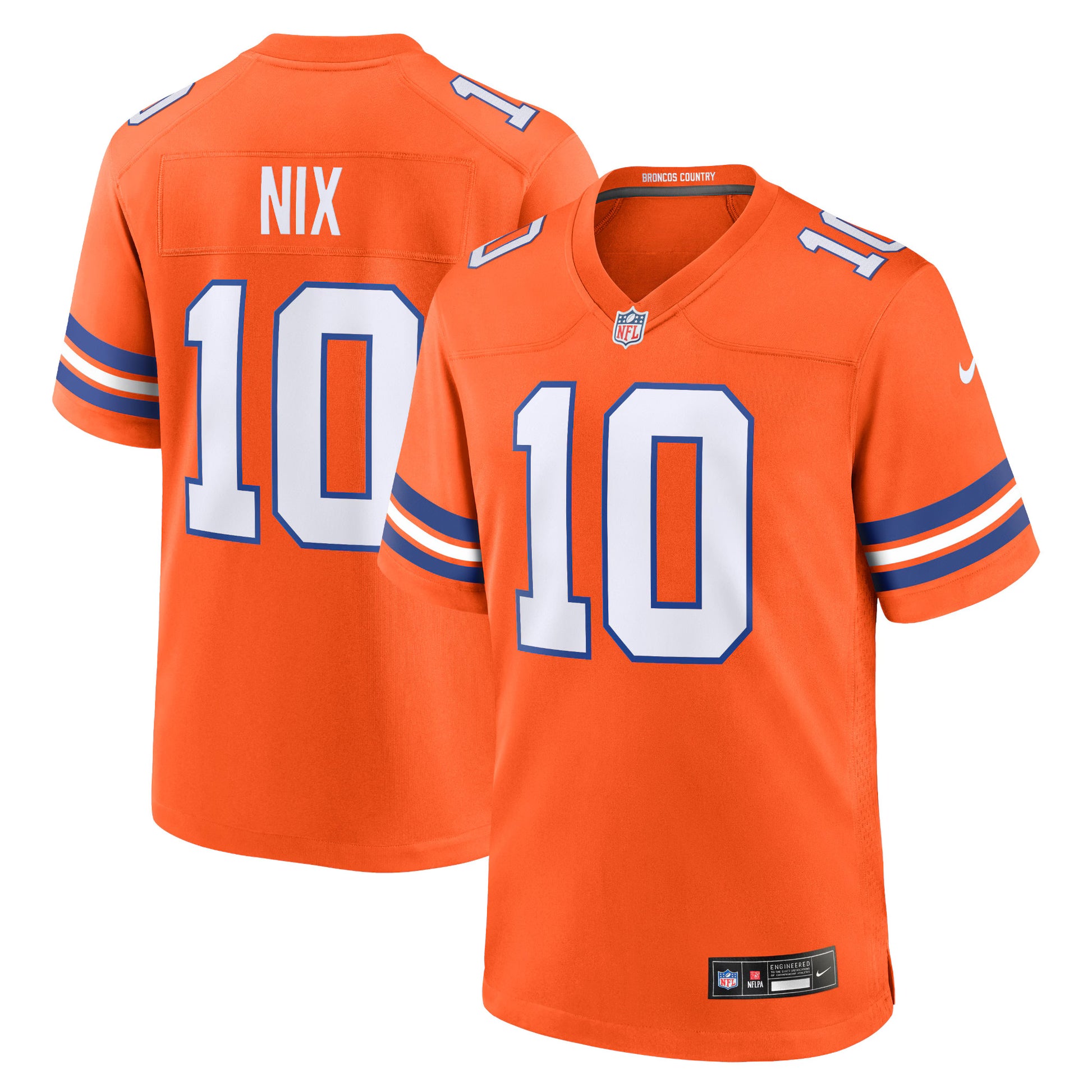 Bo Nix Denver Broncos Nike Mile High Collection 1977 Throwback Player Game Jersey - Orange