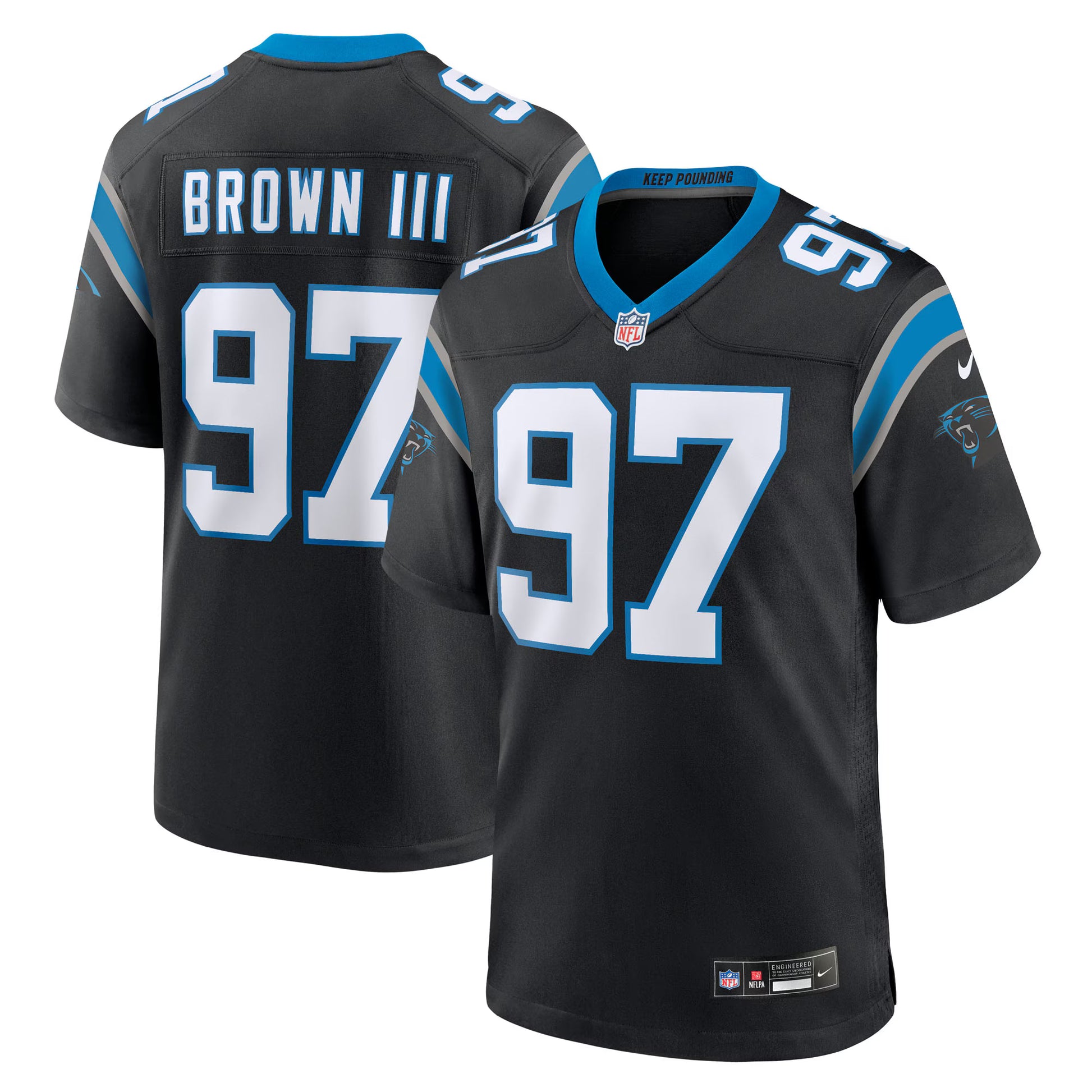 Bobby Brown III Carolina Panthers Nike Team Game Jersey -  Black