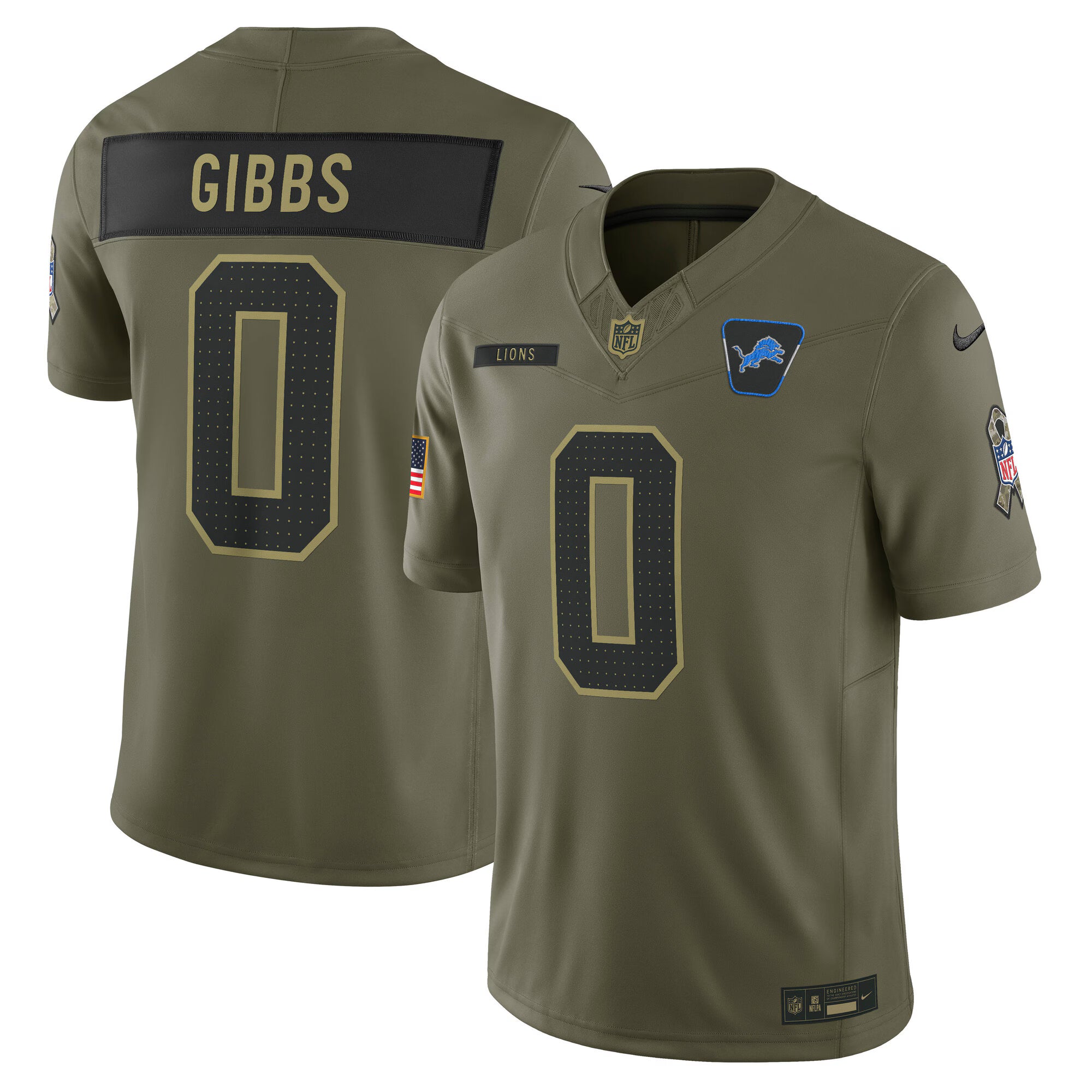 Jahmyr Gibbs Detroit Lions Nike 2025 Salute to Service Limited Jersey - Olive