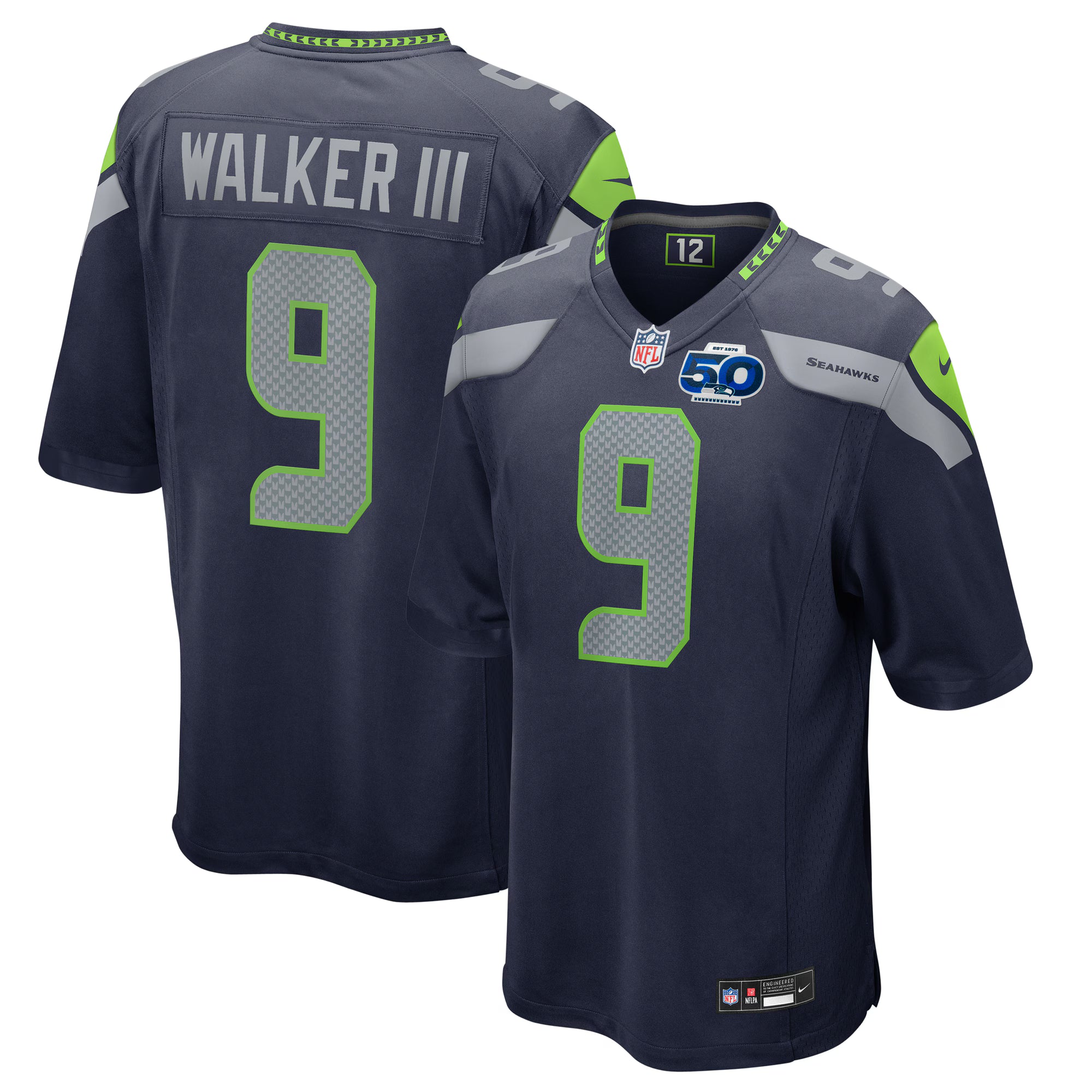 Kenneth Walker III Seattle Seahawks Nike 50th Season Game Jersey - College Navy