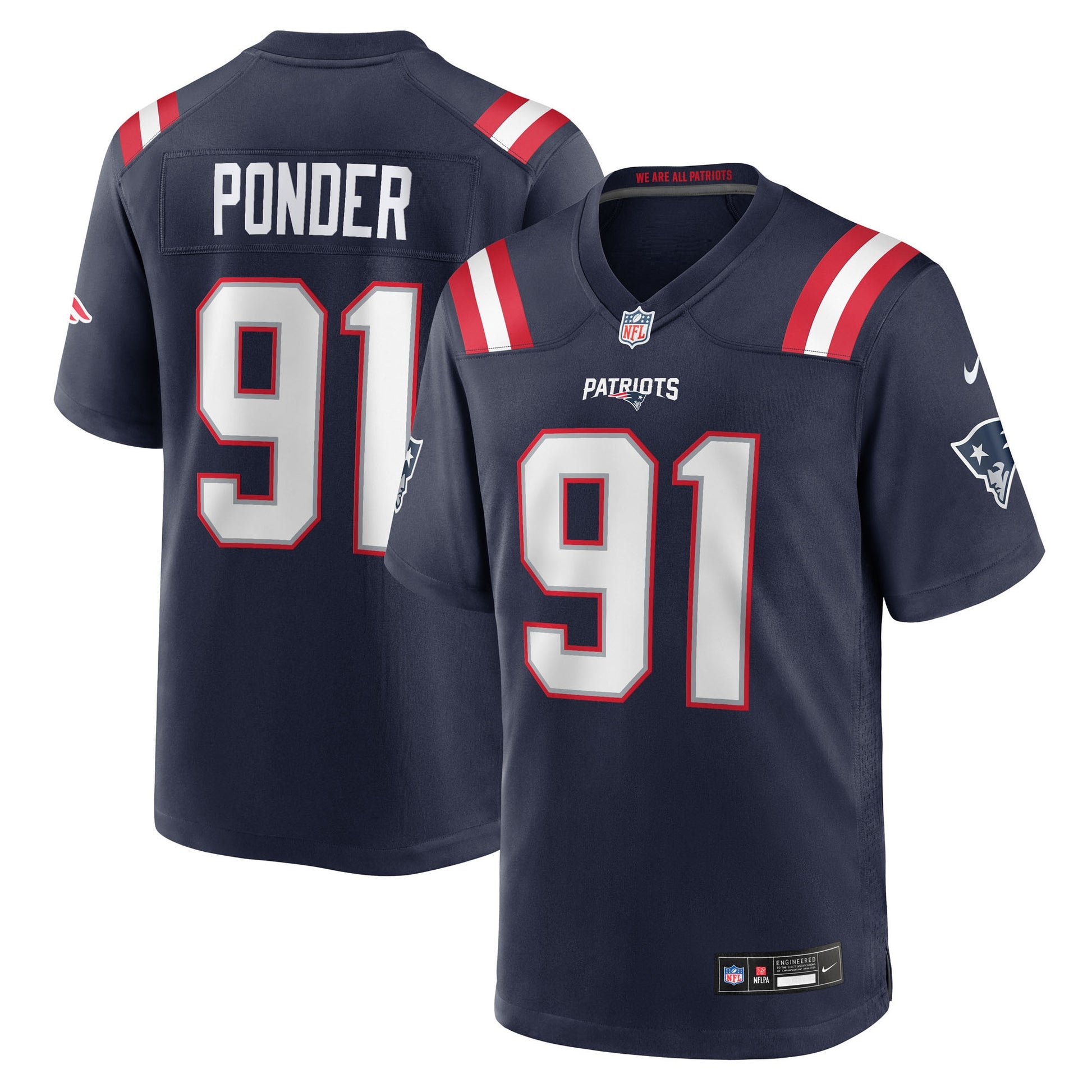 Elijah Ponder New England Patriots Nike Team Game Jersey -  Navy