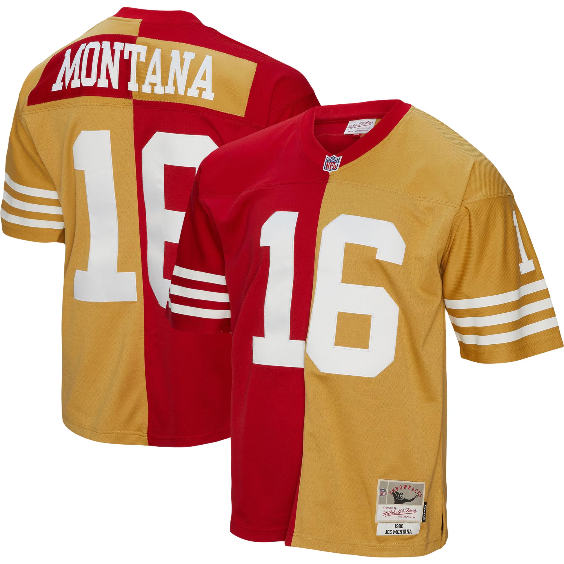 Joe Montana San Francisco 49ers Mitchell &amp; Ness 1990 Split Legacy Replica Jersey - Scarlet/Gold