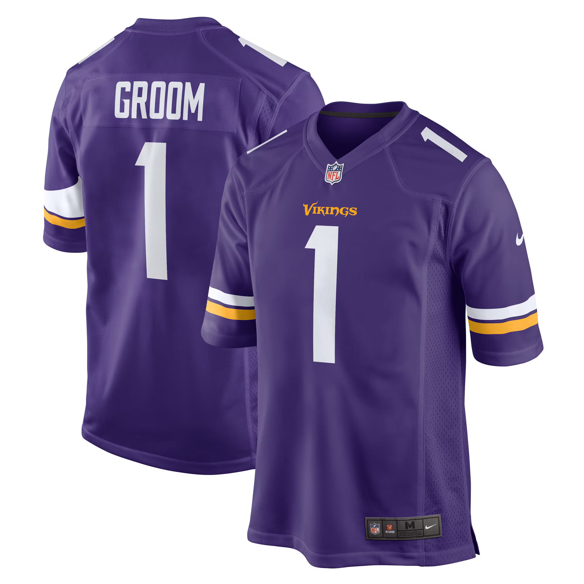 Number 1 Groom Minnesota Vikings Nike Game Jersey - Purple