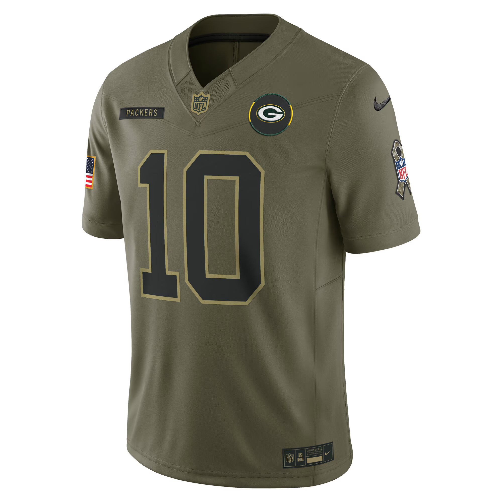 Jordan Love Green Bay Packers Nike 2025 Salute to Service Limited Jersey - Olive