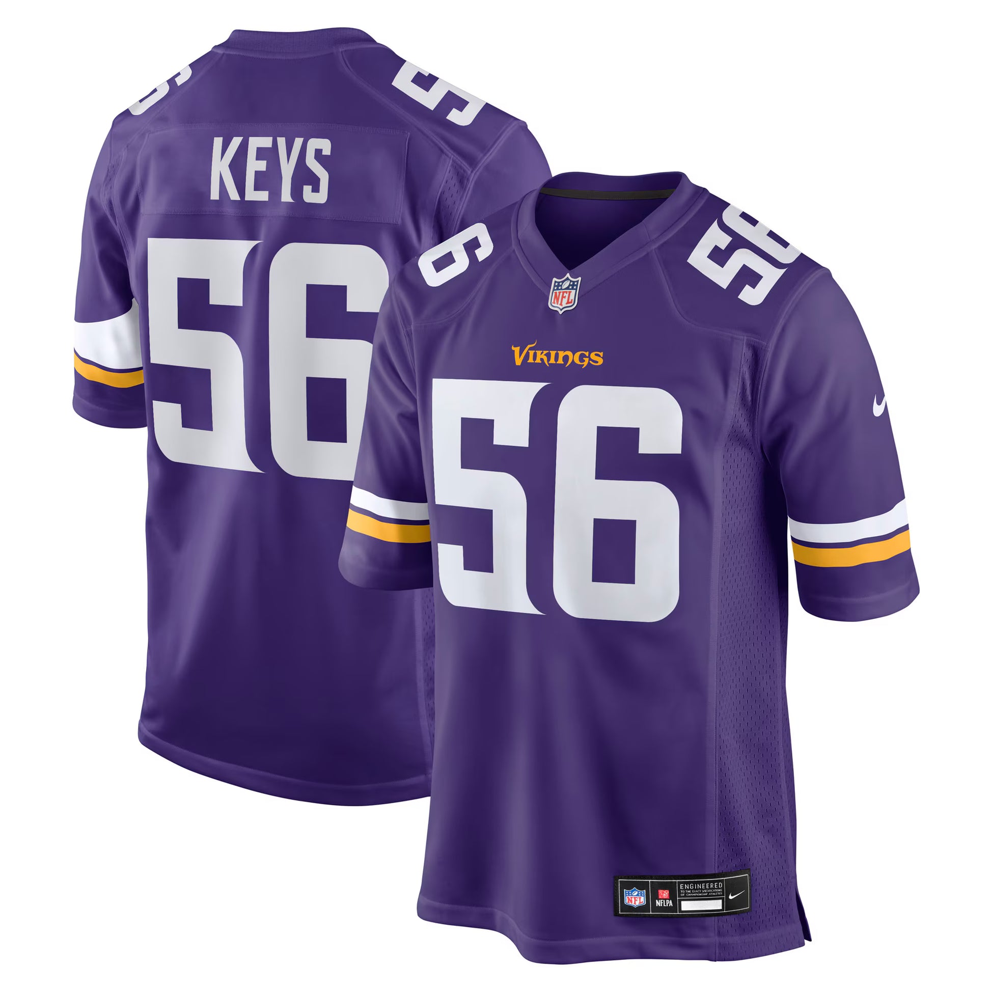 Austin Keys Minnesota Vikings Nike Team Game Jersey -  Purple