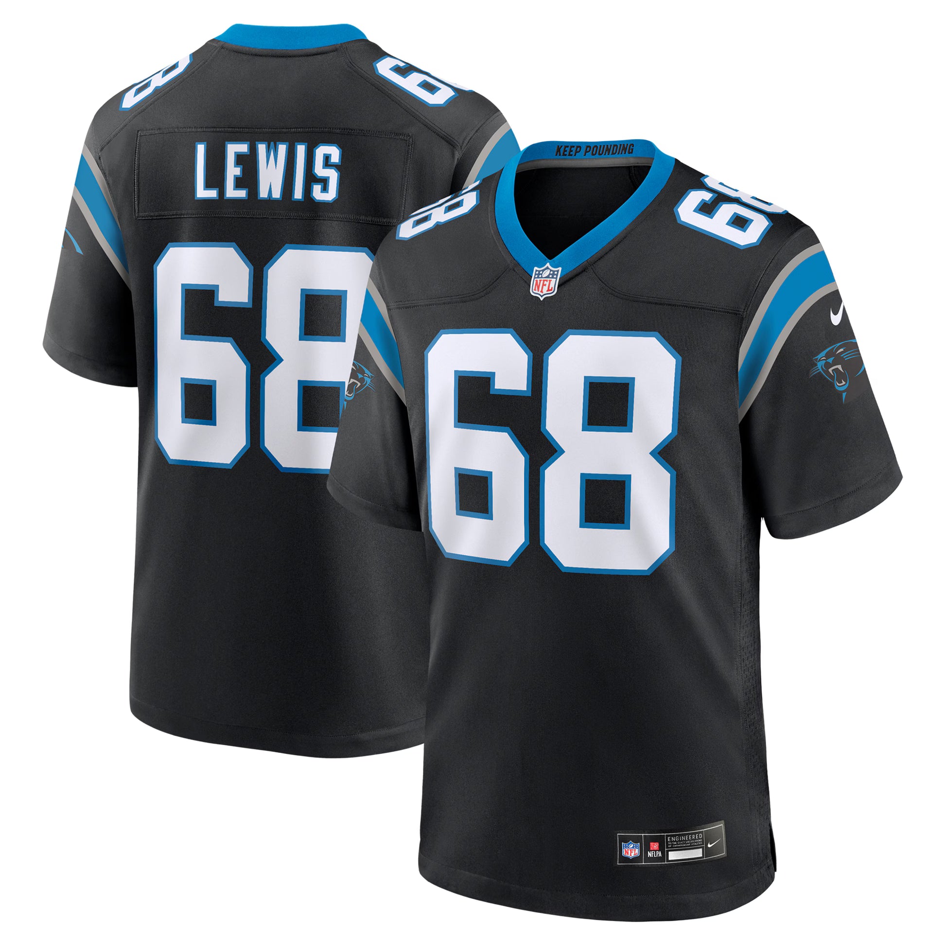 Damien Lewis Carolina Panthers Nike  Game Jersey -  Black
