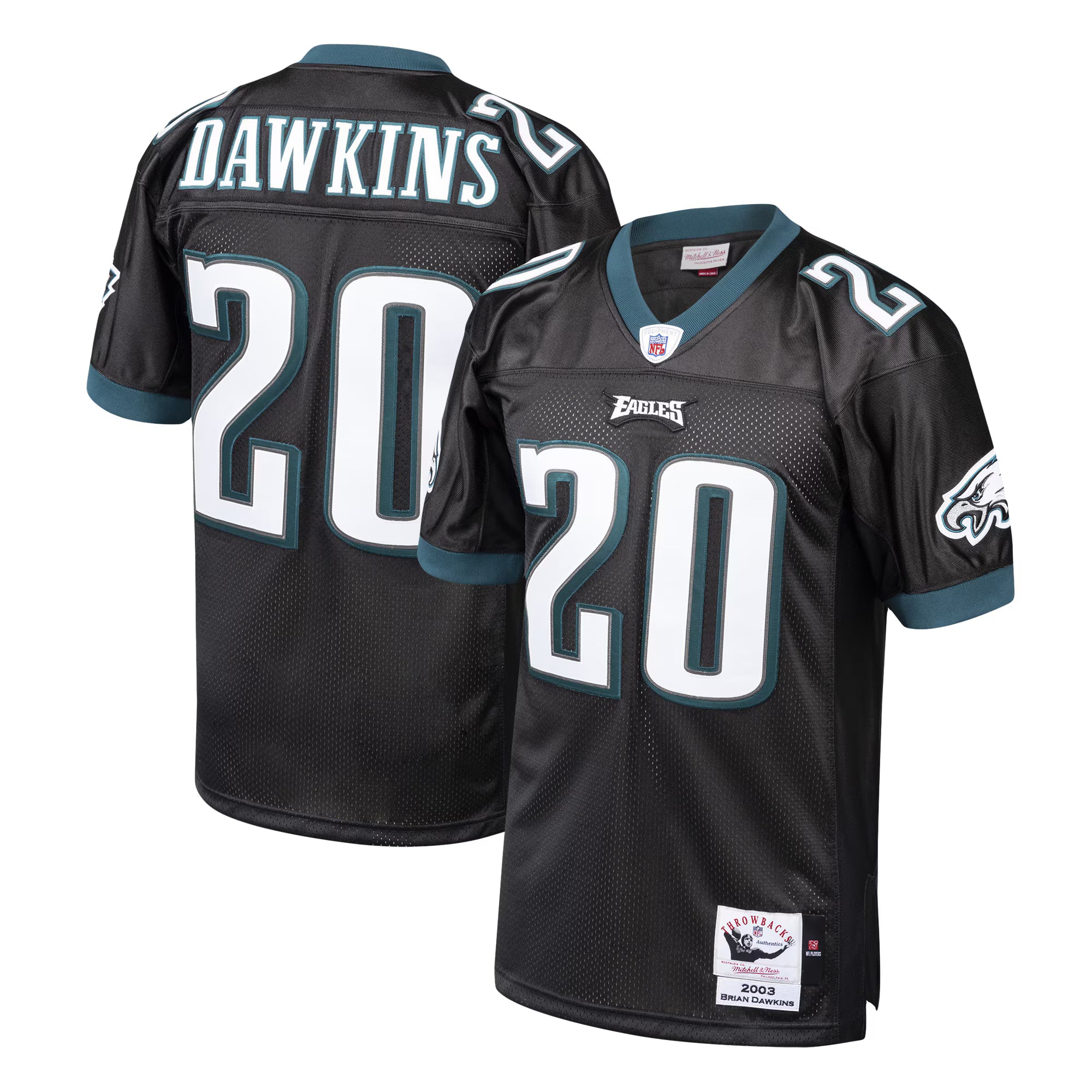Brian Dawkins Philadelphia Eagles 2003 Mitchell &amp; Ness Authentic Throwback Retired Player Jersey - Black