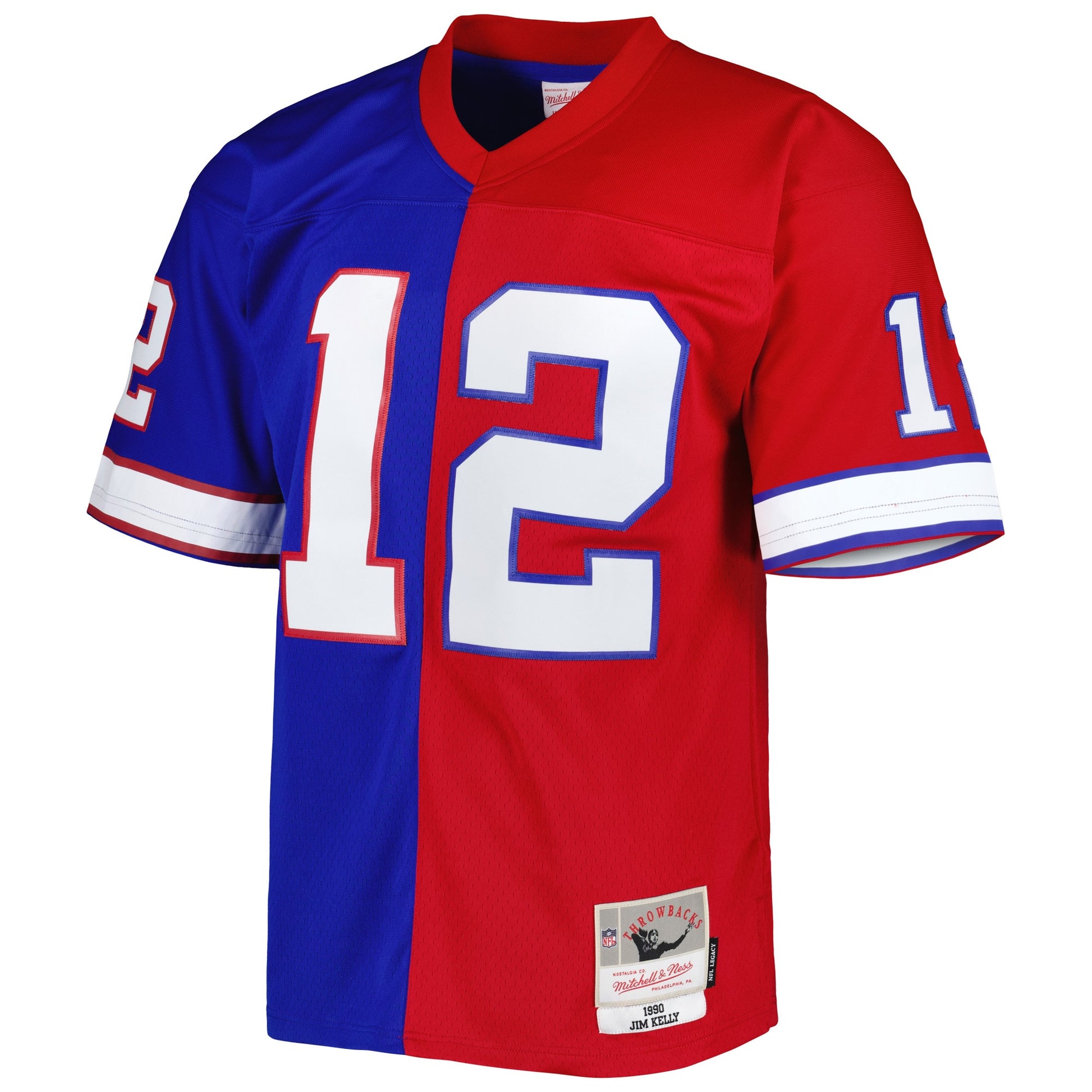 Jim Kelly Buffalo Bills Mitchell &amp; Ness 1990 Split Legacy Replica Jersey - Royal/Red
