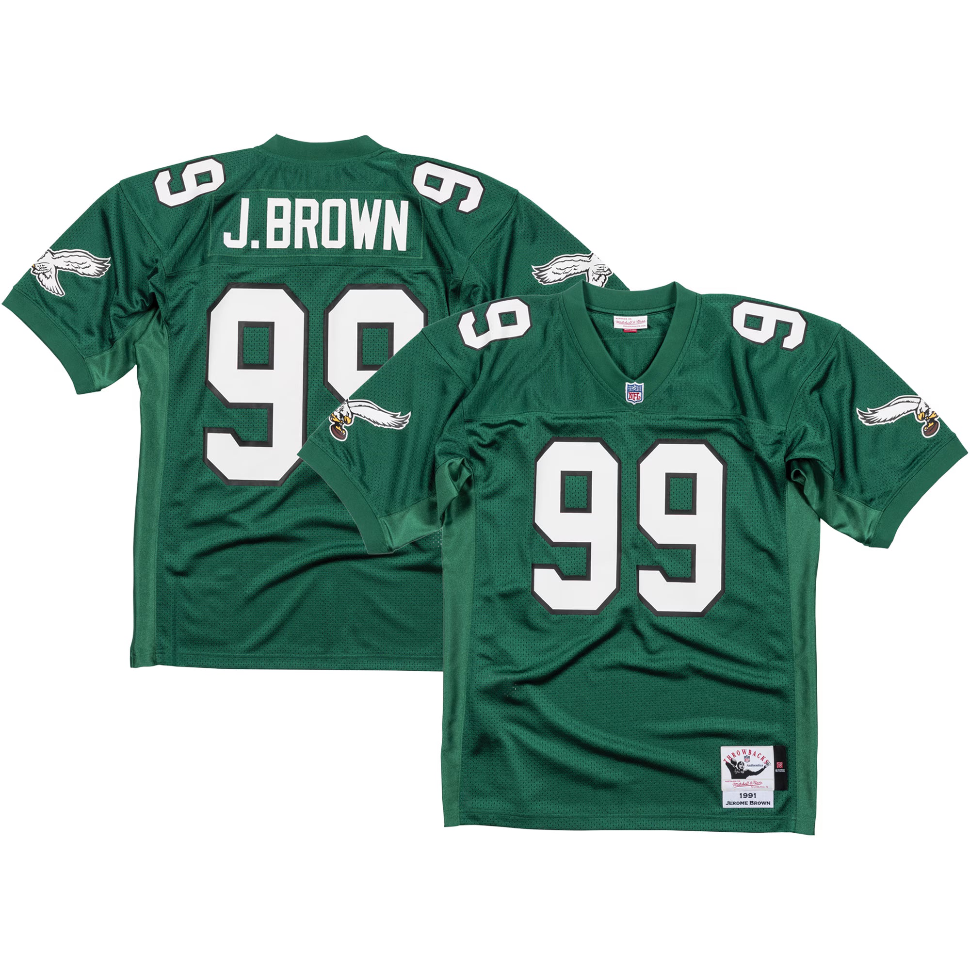 Jerome Brown Philadelphia Eagles Mitchell &amp; Ness 1991 Authentic Jersey - Kelly Green