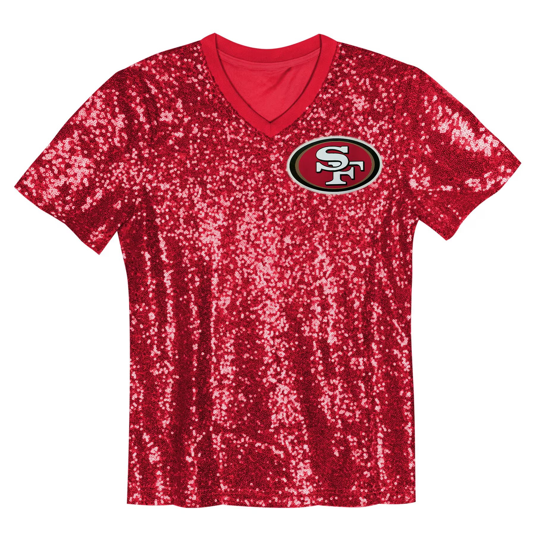 Christian McCaffrey San Francisco 49ers Women's Player Name &amp; Number V-Neck Fashion Jersey - Scarlet