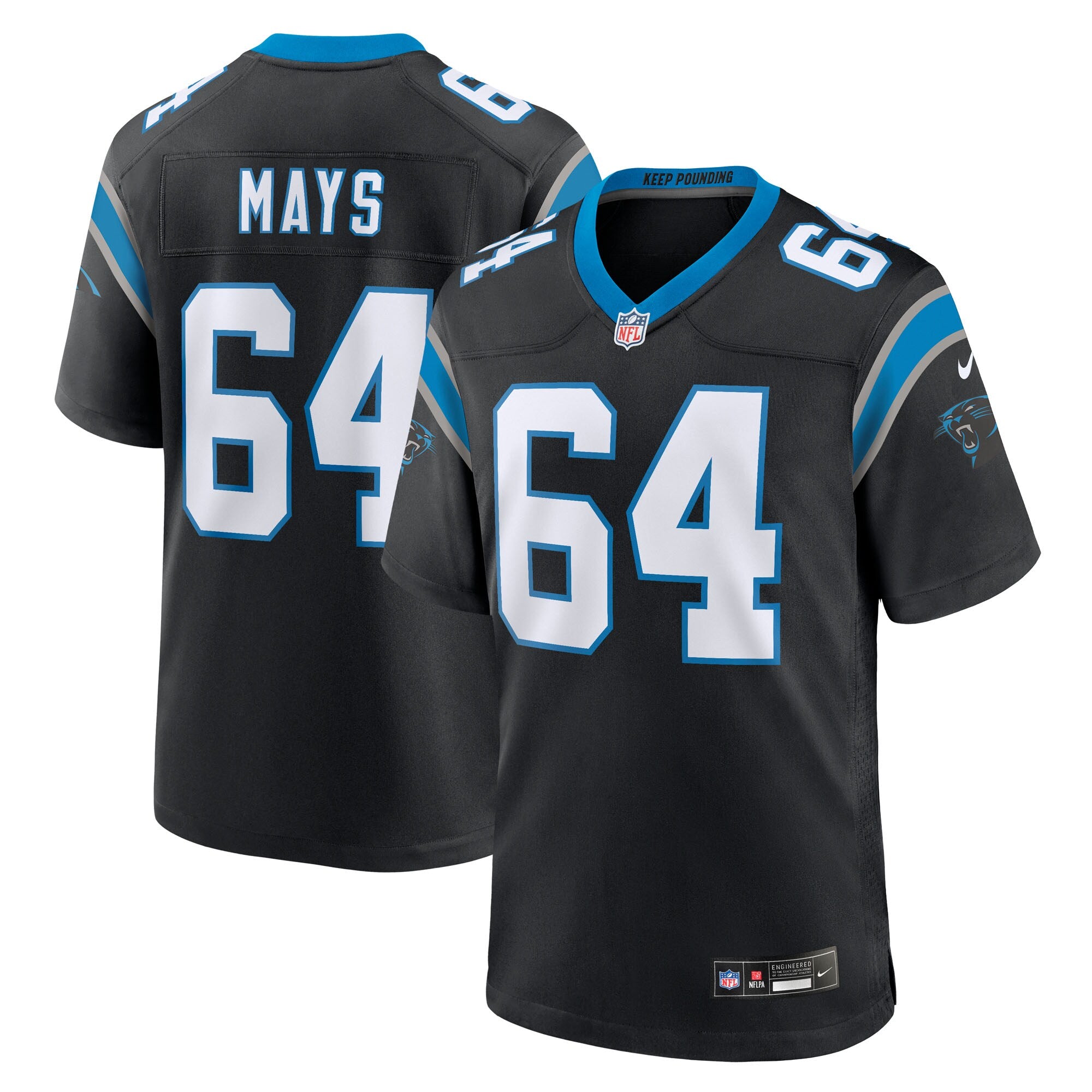 Cade Mays Carolina Panthers Nike Team Game Jersey -  Black