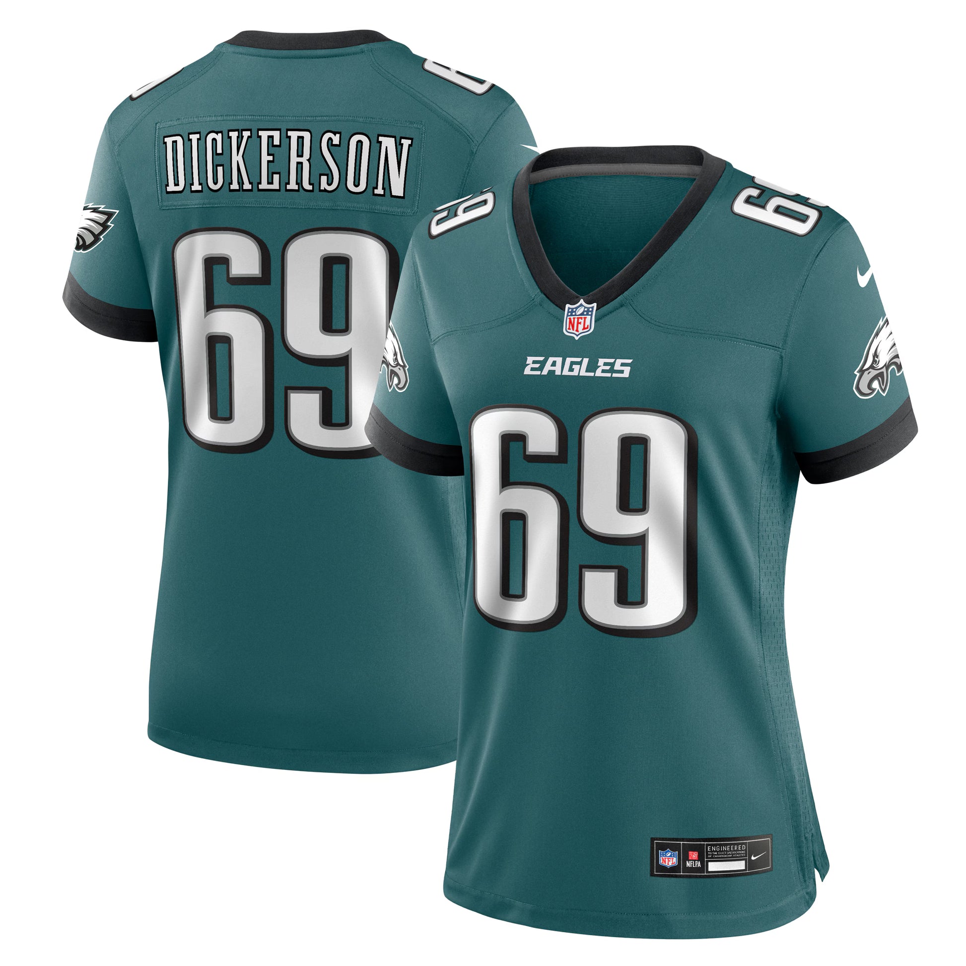 Landon Dickerson Philadelphia Eagles Nike Women's Team Game Jersey - Midnight Green