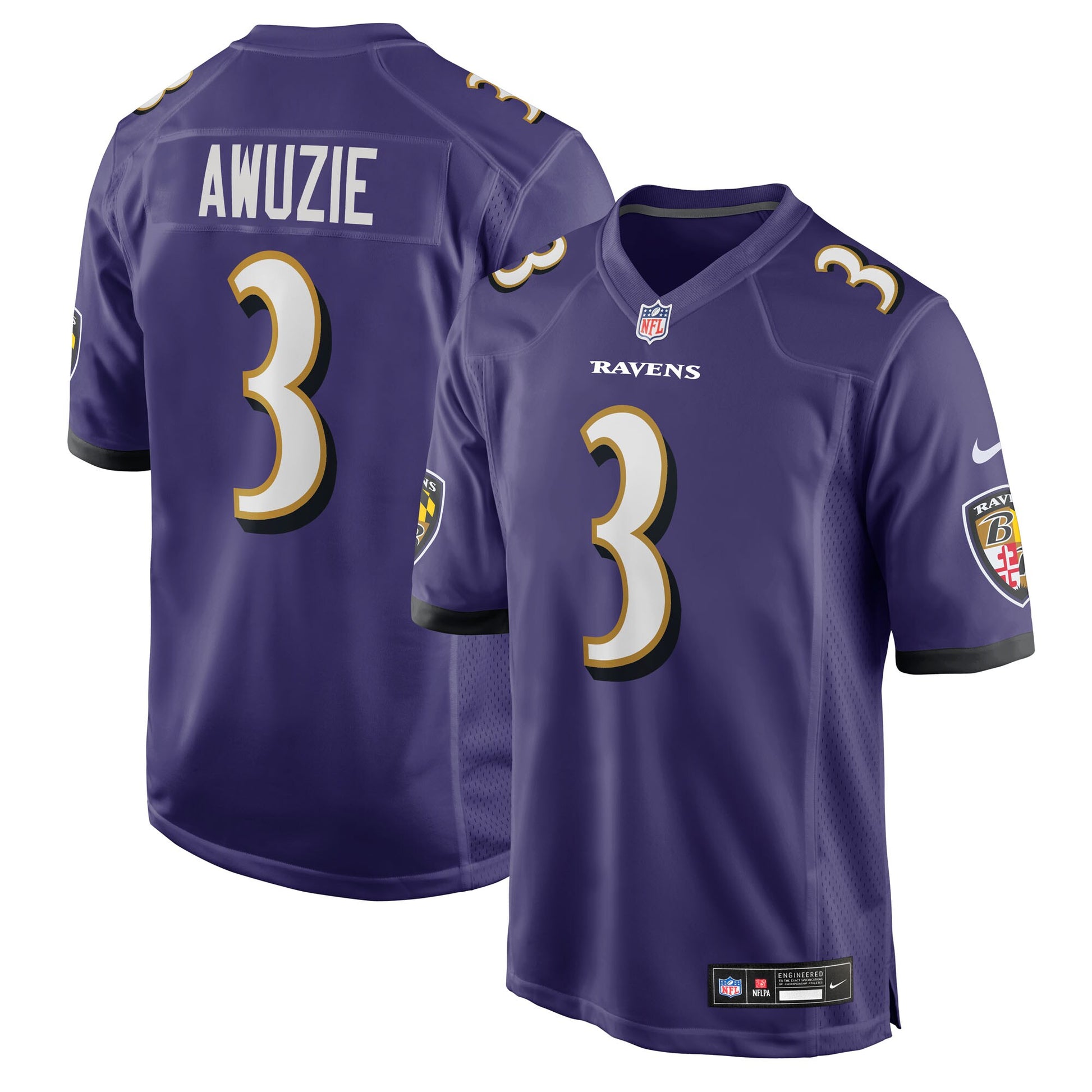 Chidobe Awuzie Baltimore Ravens Nike Team Game Jersey -  Purple