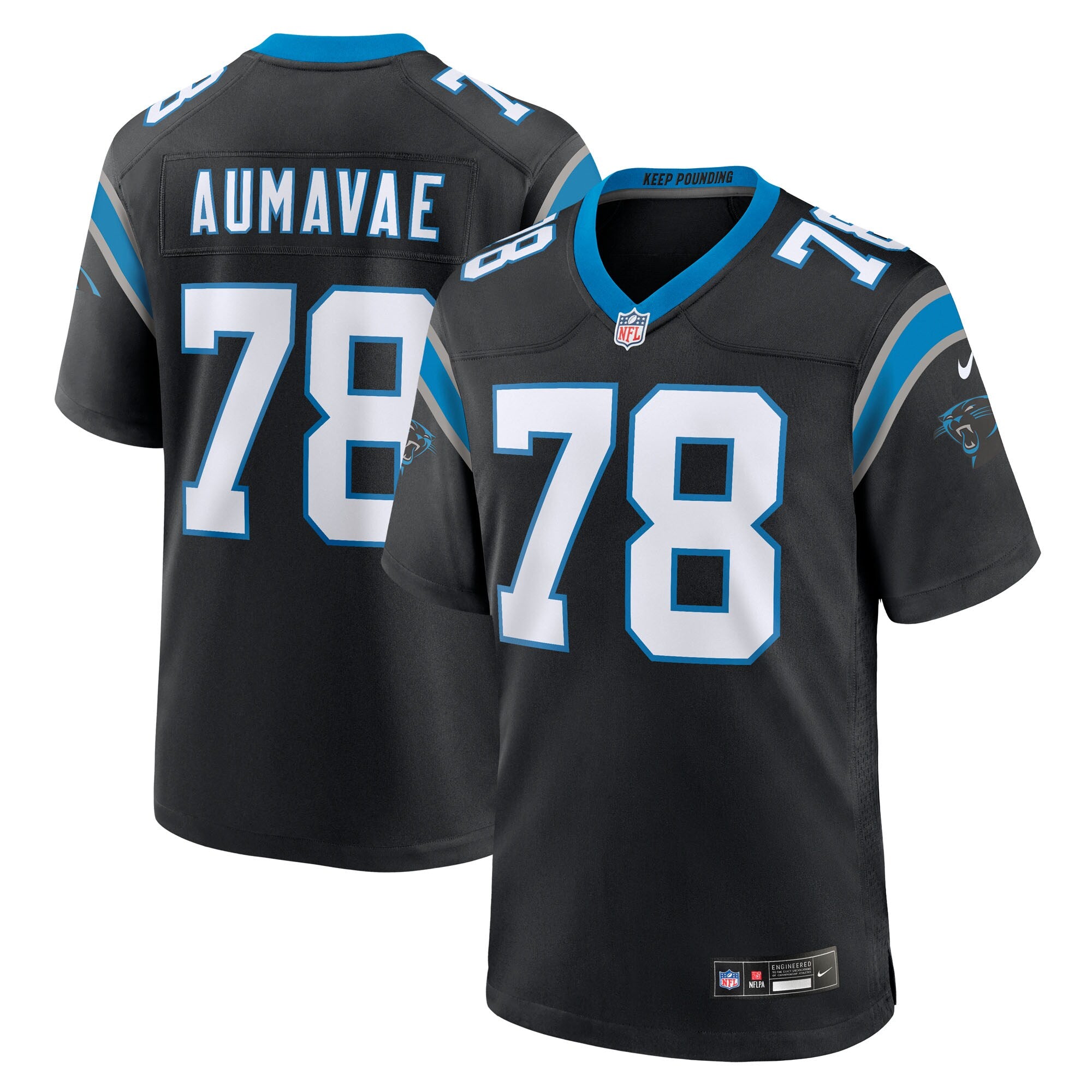 Popo Aumavae Carolina Panthers Nike Team Game Jersey -  Black