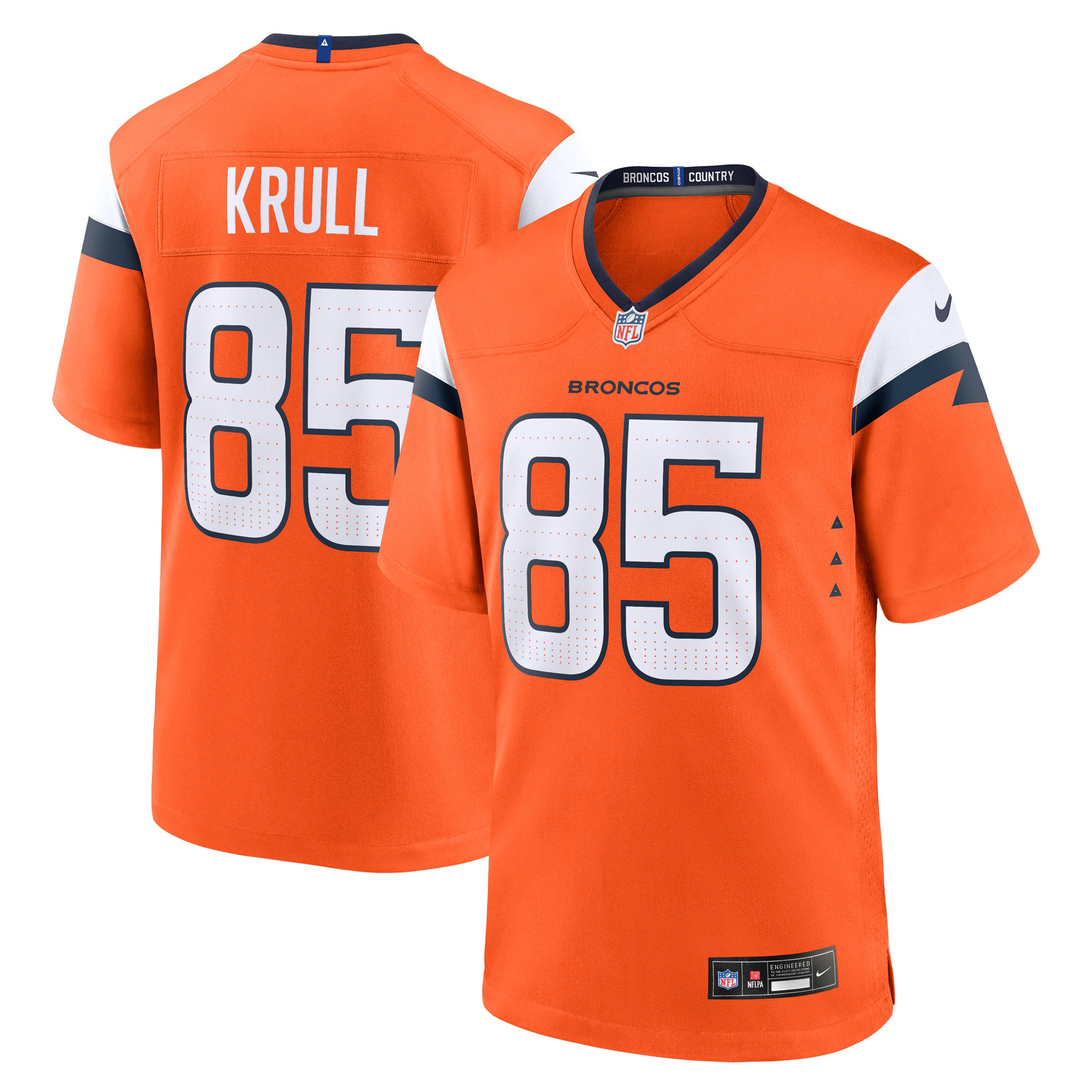 Lucas Krull Denver Broncos Nike Team Game Jersey -  Orange