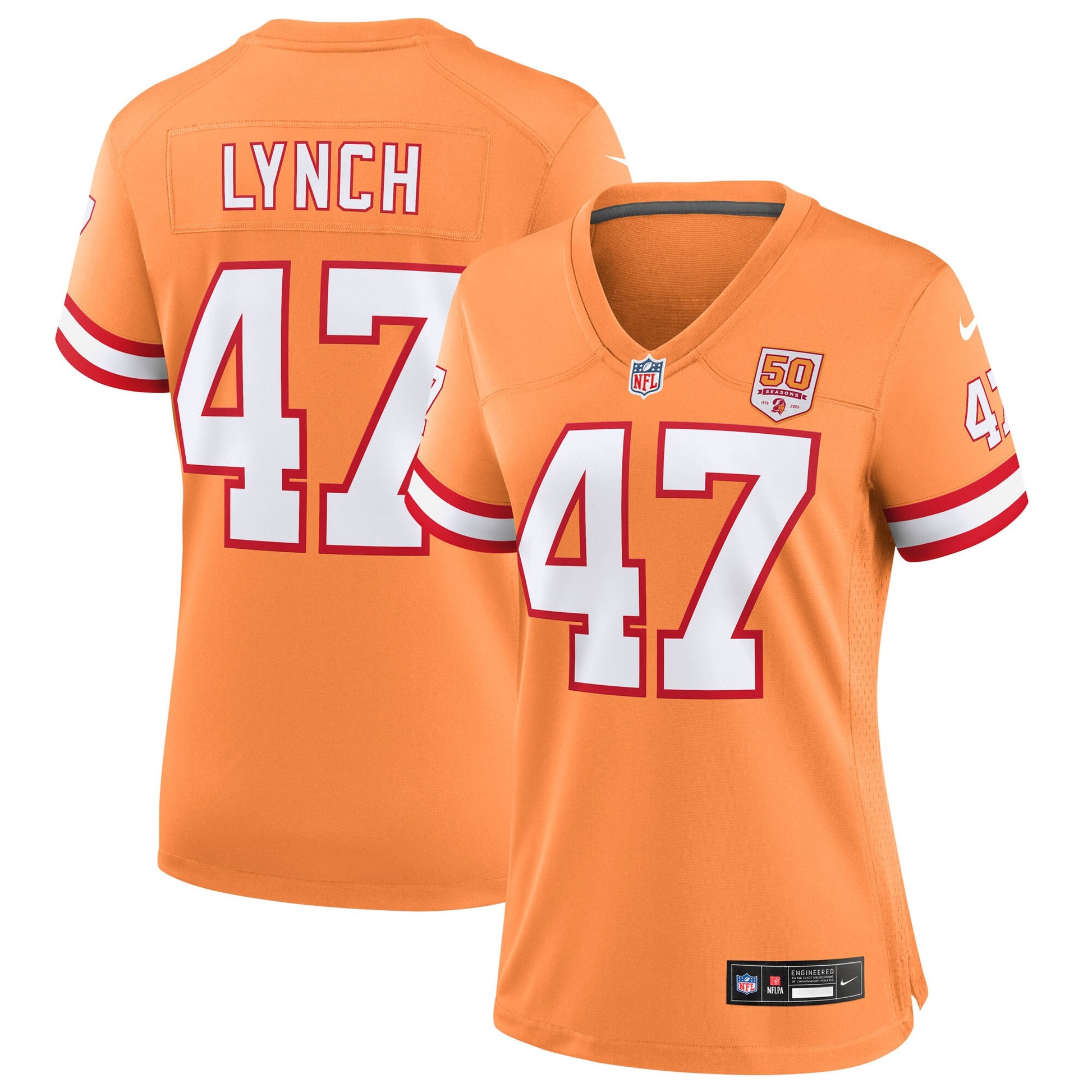 John Lynch  Tampa Bay Buccaneers Nike Women's 50th Season Game Jersey - Creamsicle