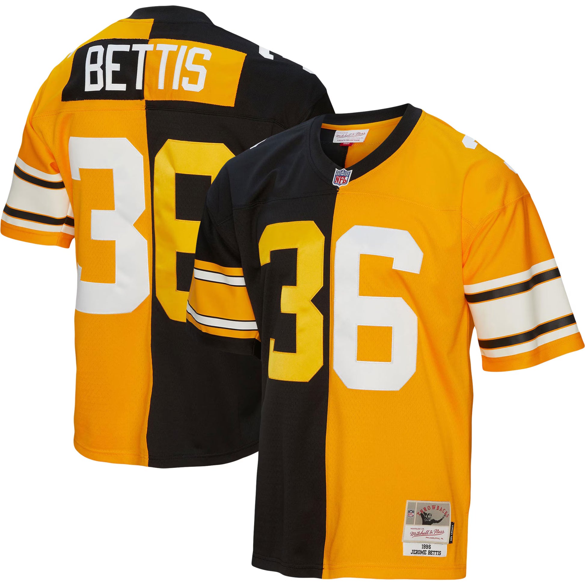 Jerome Bettis Pittsburgh Steelers Mitchell &amp; Ness 1996 Split Legacy Replica Jersey - Black/Gold