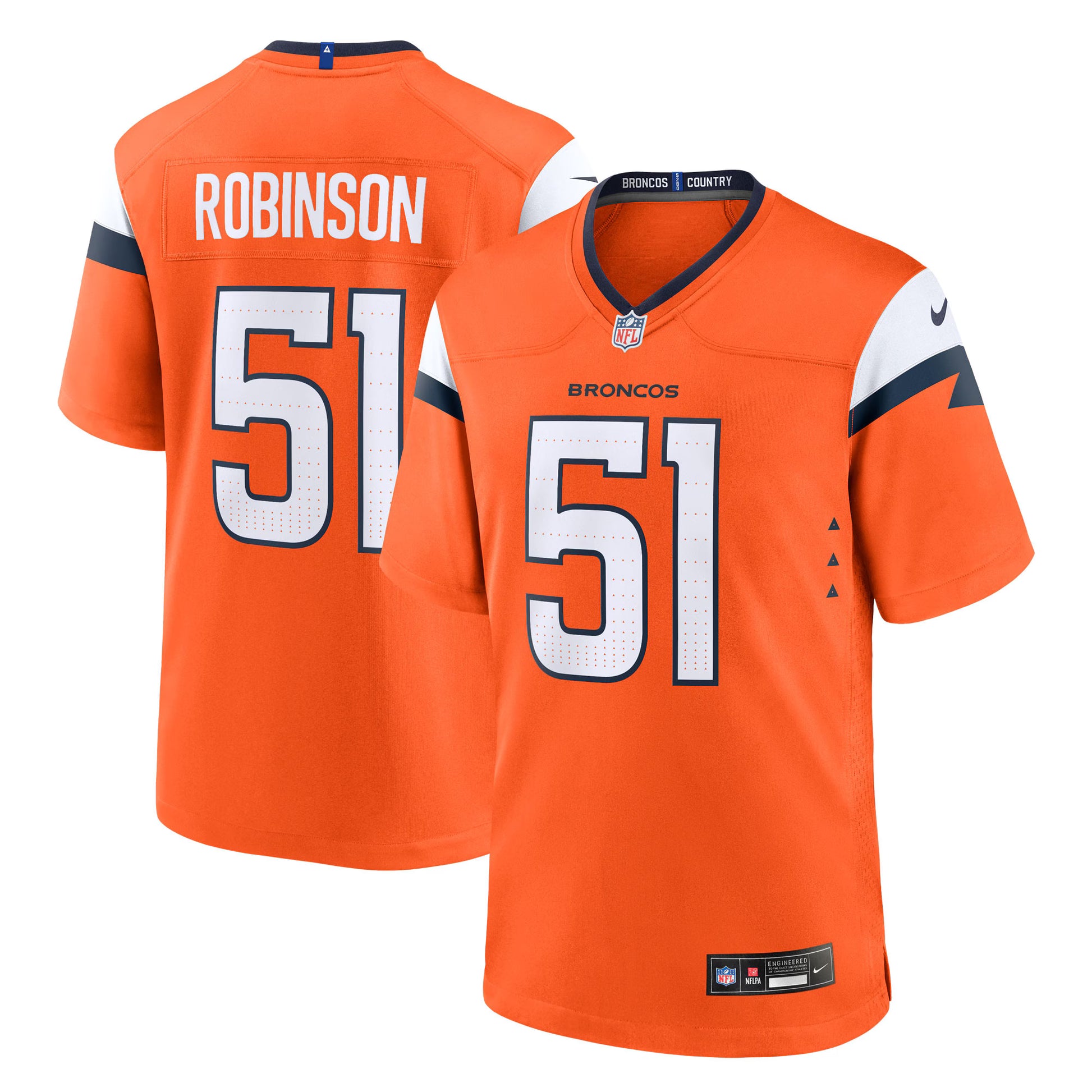 Que Robinson Denver Broncos Nike Team Game Jersey -  Orange