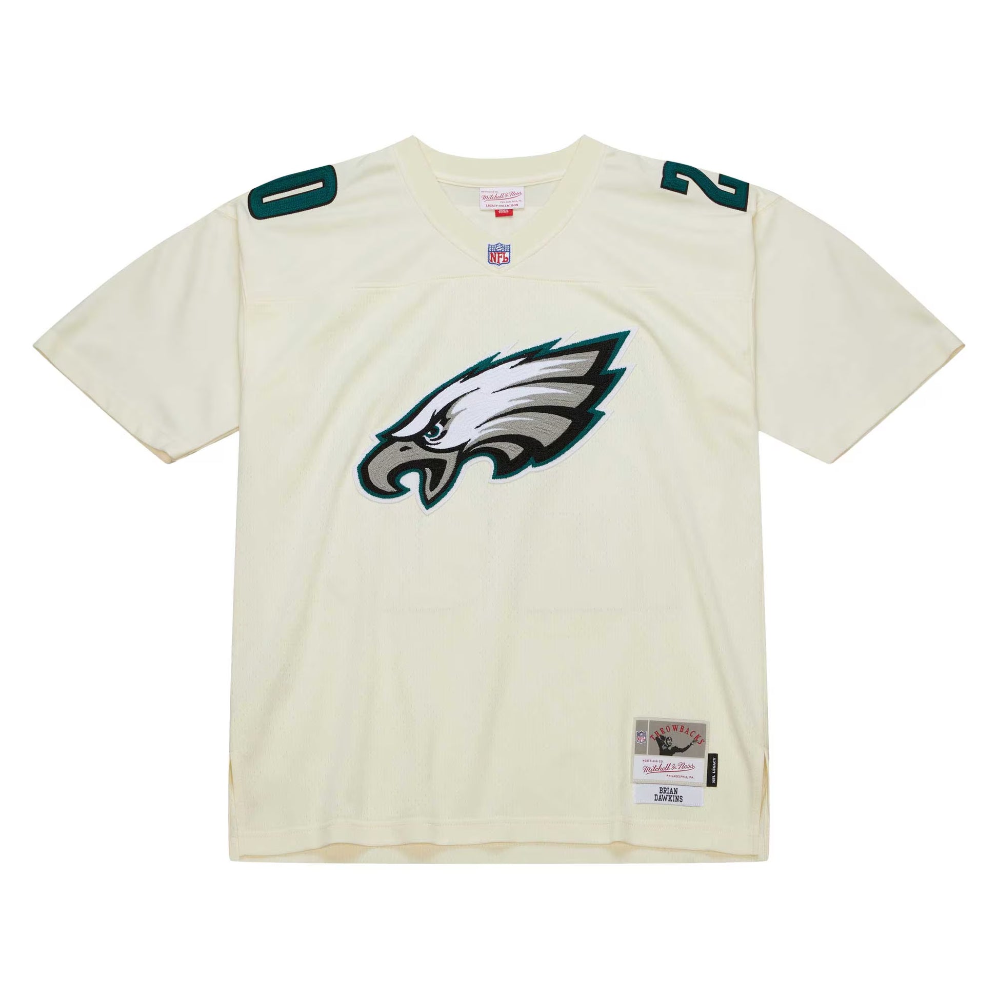 Brian Dawkins Philadelphia Eagles Mitchell &amp; Ness Chainstitch Legacy Jersey - Cream