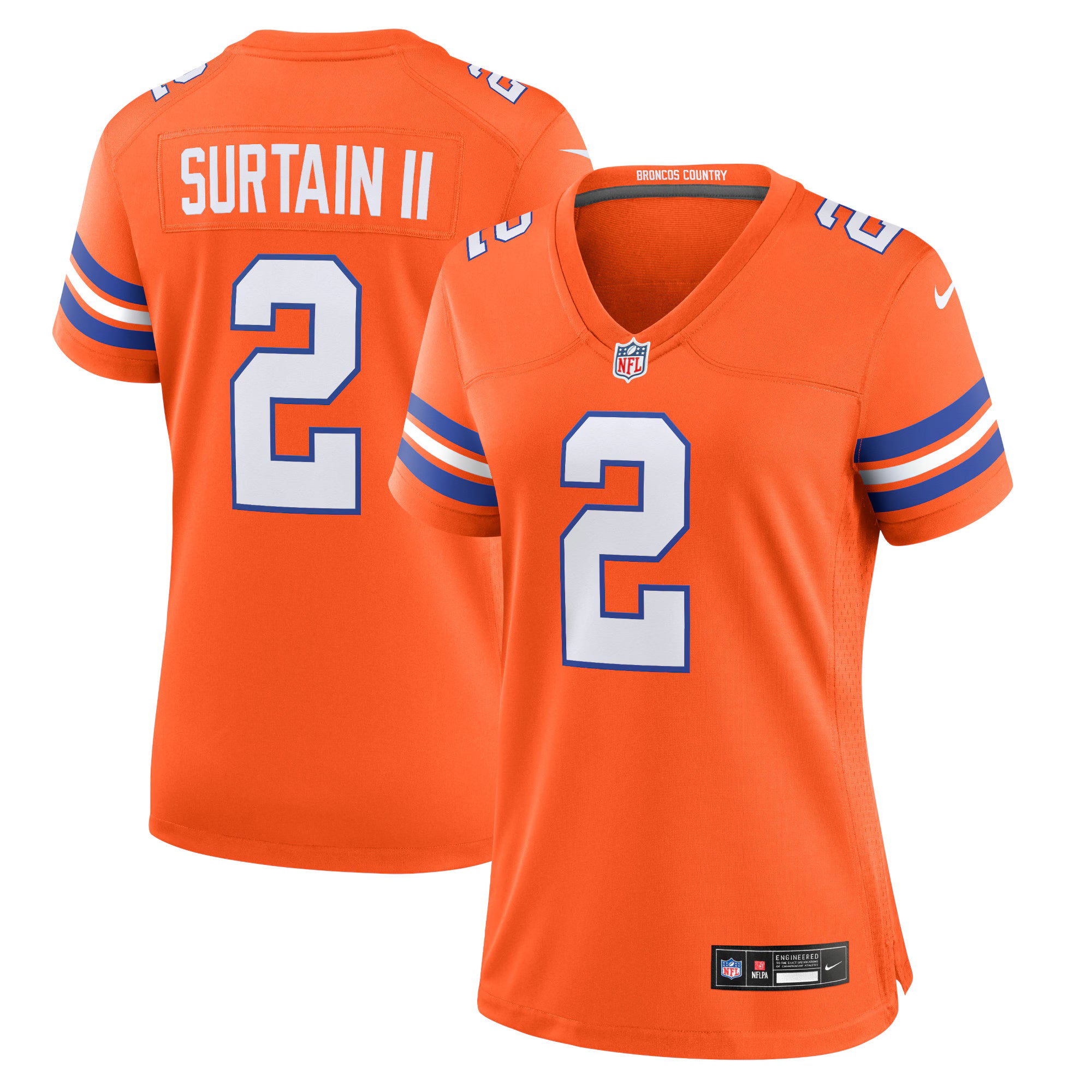 Patrick Surtain II Denver Broncos Nike Women's Mile High Collection 1977 Throwback Player Game Jersey - Orange