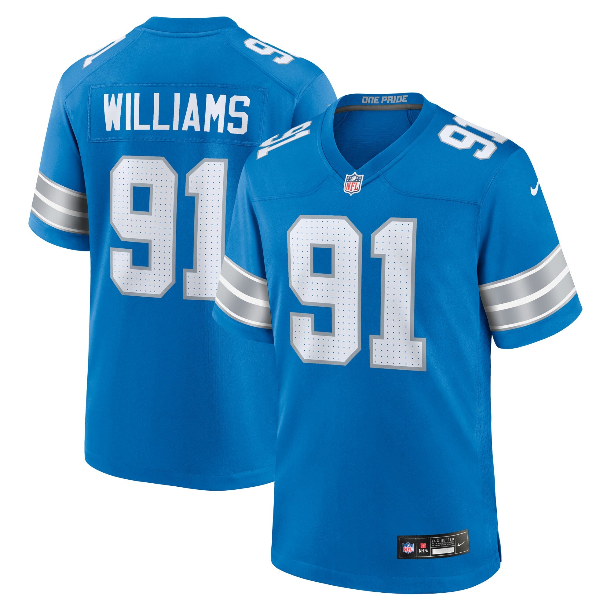Tyleik Williams Detroit Lions Nike Team Game Jersey -  Blue