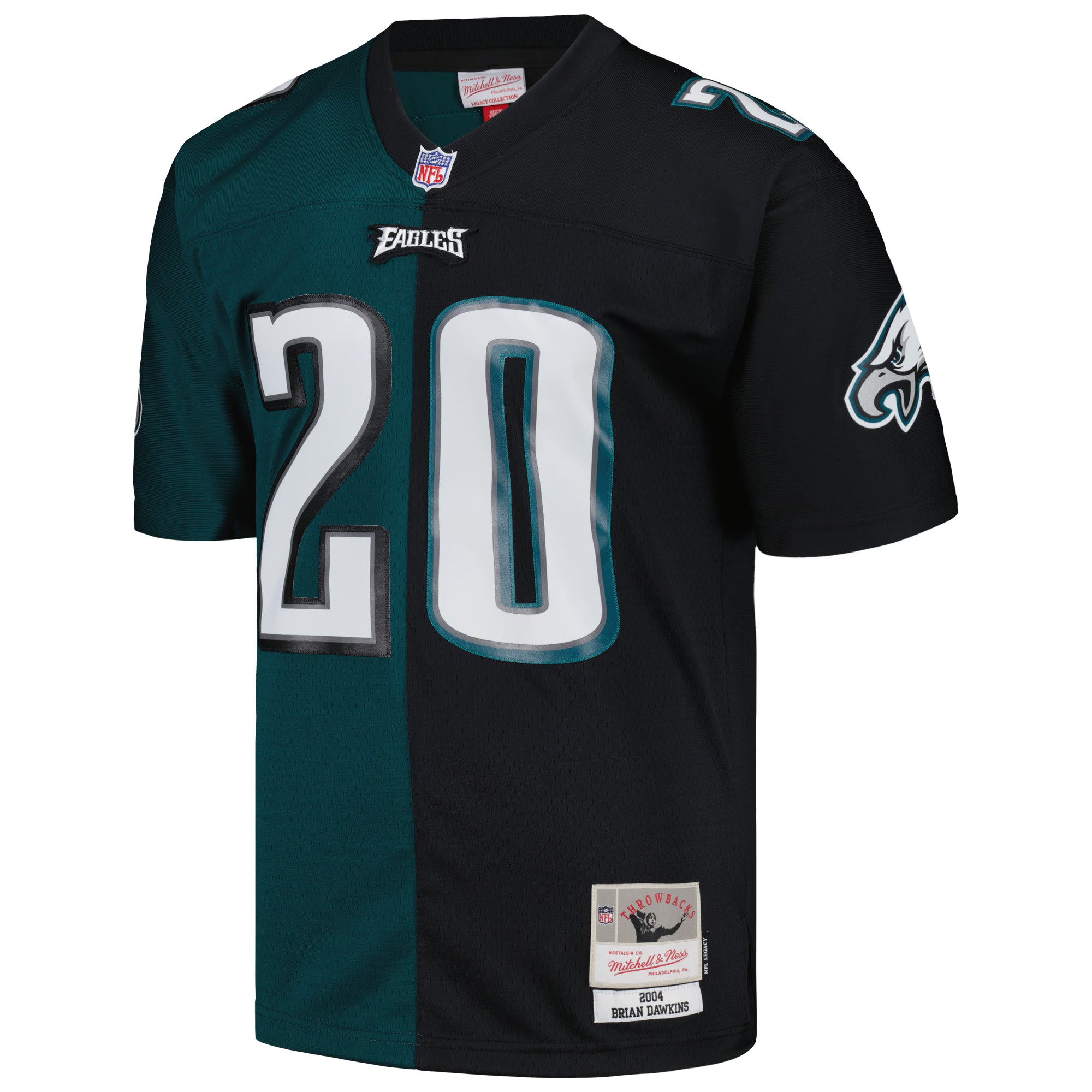 Brian Dawkins Philadelphia Eagles Mitchell &amp; Ness 2004 Split Legacy Replica Jersey - Midnight Green/Black