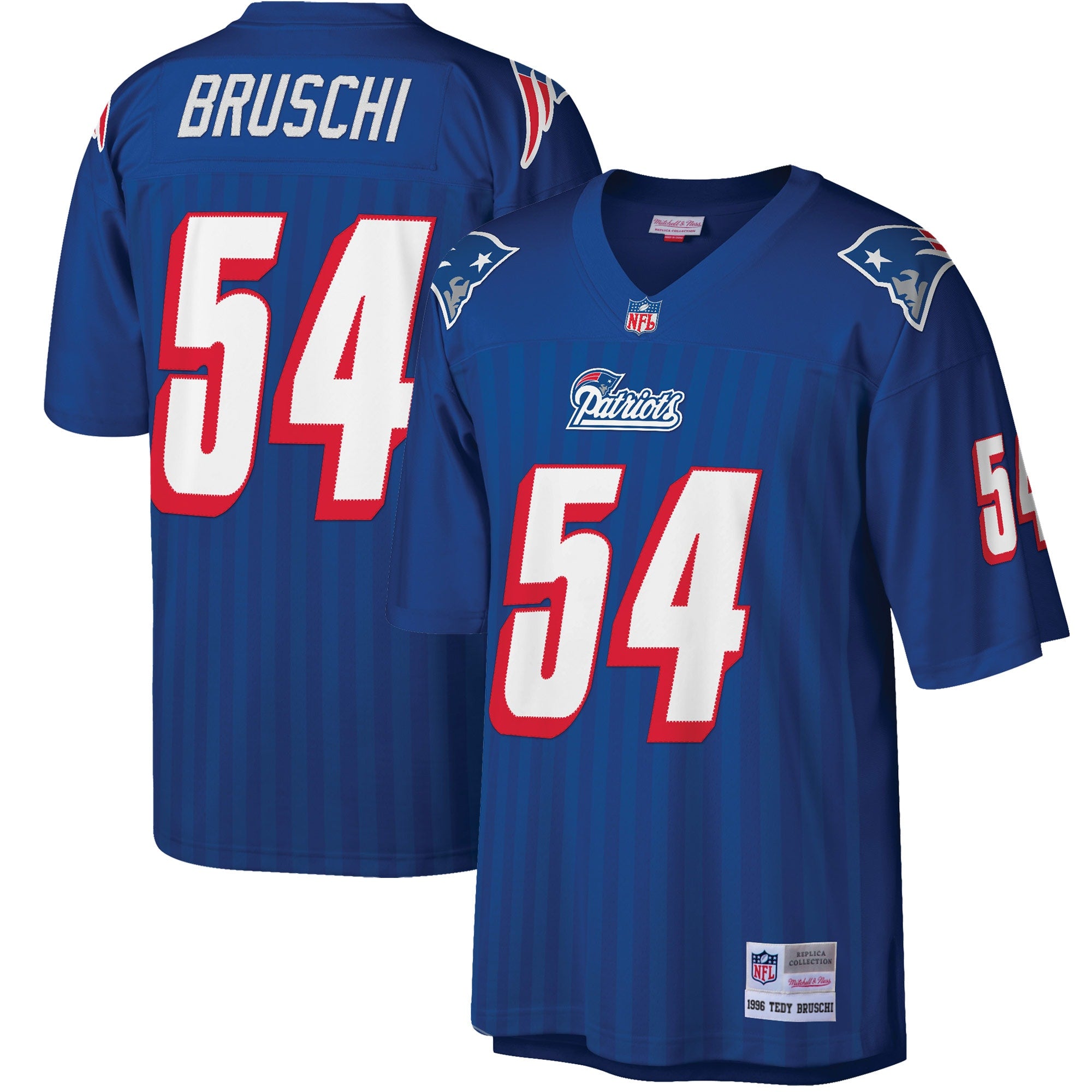 Tedy Bruschi New England Patriots Mitchell &amp; Ness Big &amp; Tall 1996 Retired Player Replica Jersey - Royal