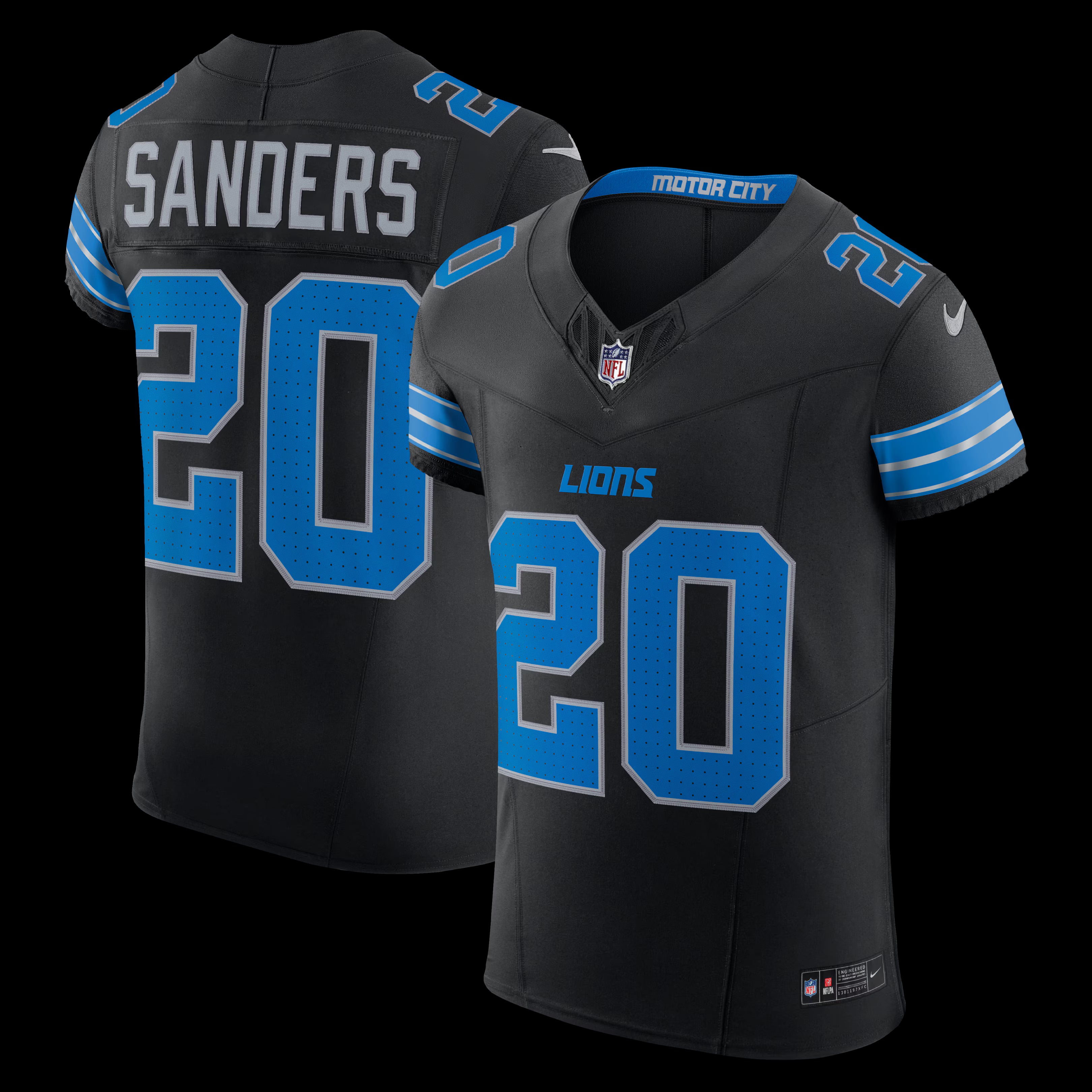 Barry Sanders Detroit Lions Nike Alternate Vapor F.U.S.E. Elite Jersey - Black