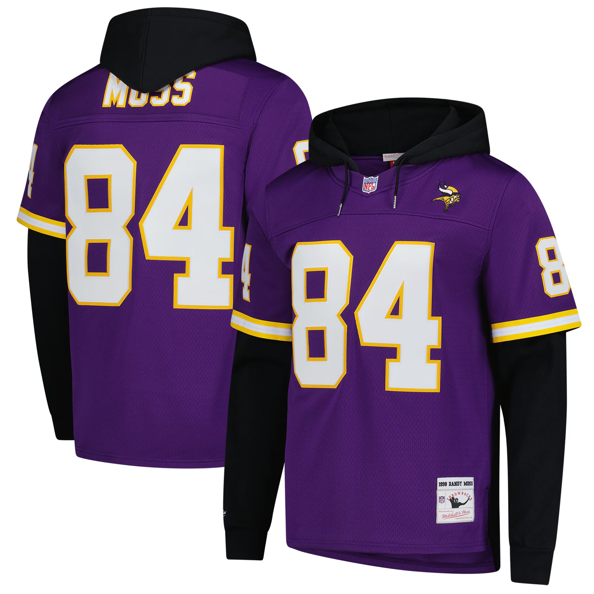 Randy Moss Minnesota Vikings Mitchell &amp; Ness Player Name &amp; Number Hoodie Legacy Jersey - Purple