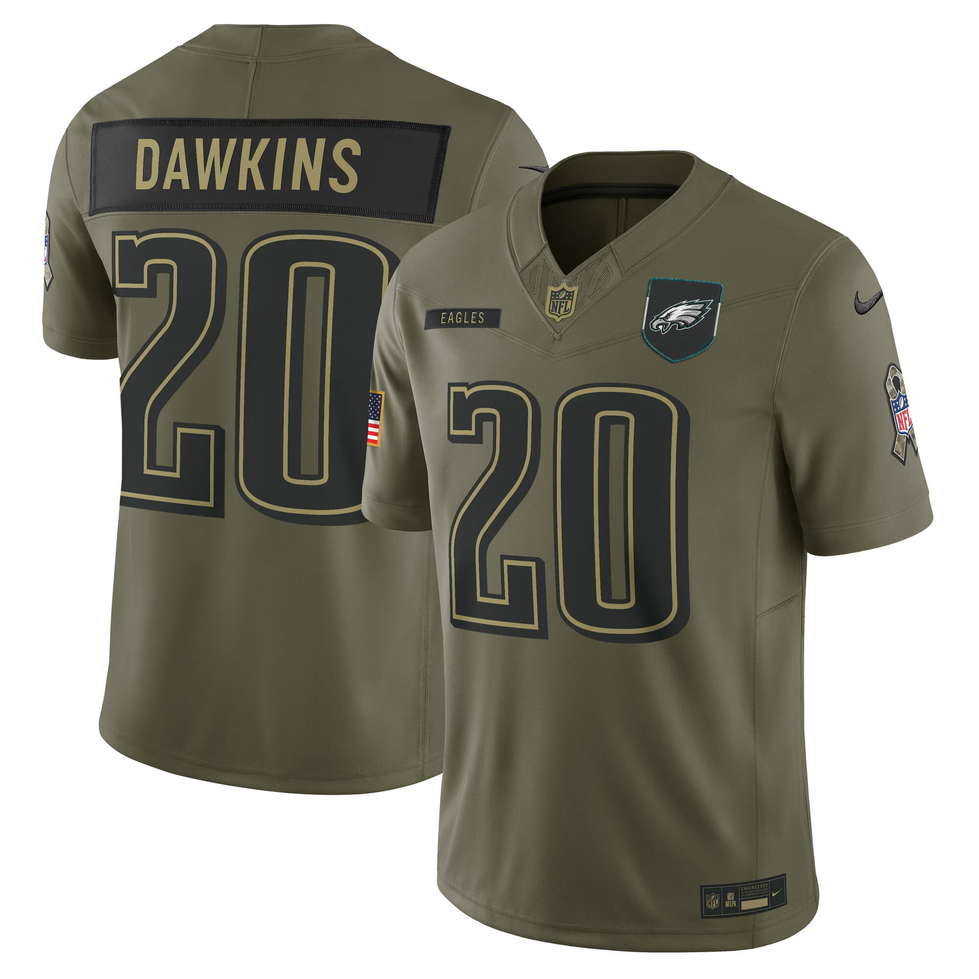 Brian Dawkins Philadelphia Eagles Nike 2025 Salute to Service Retired Limited Jersey - Olive