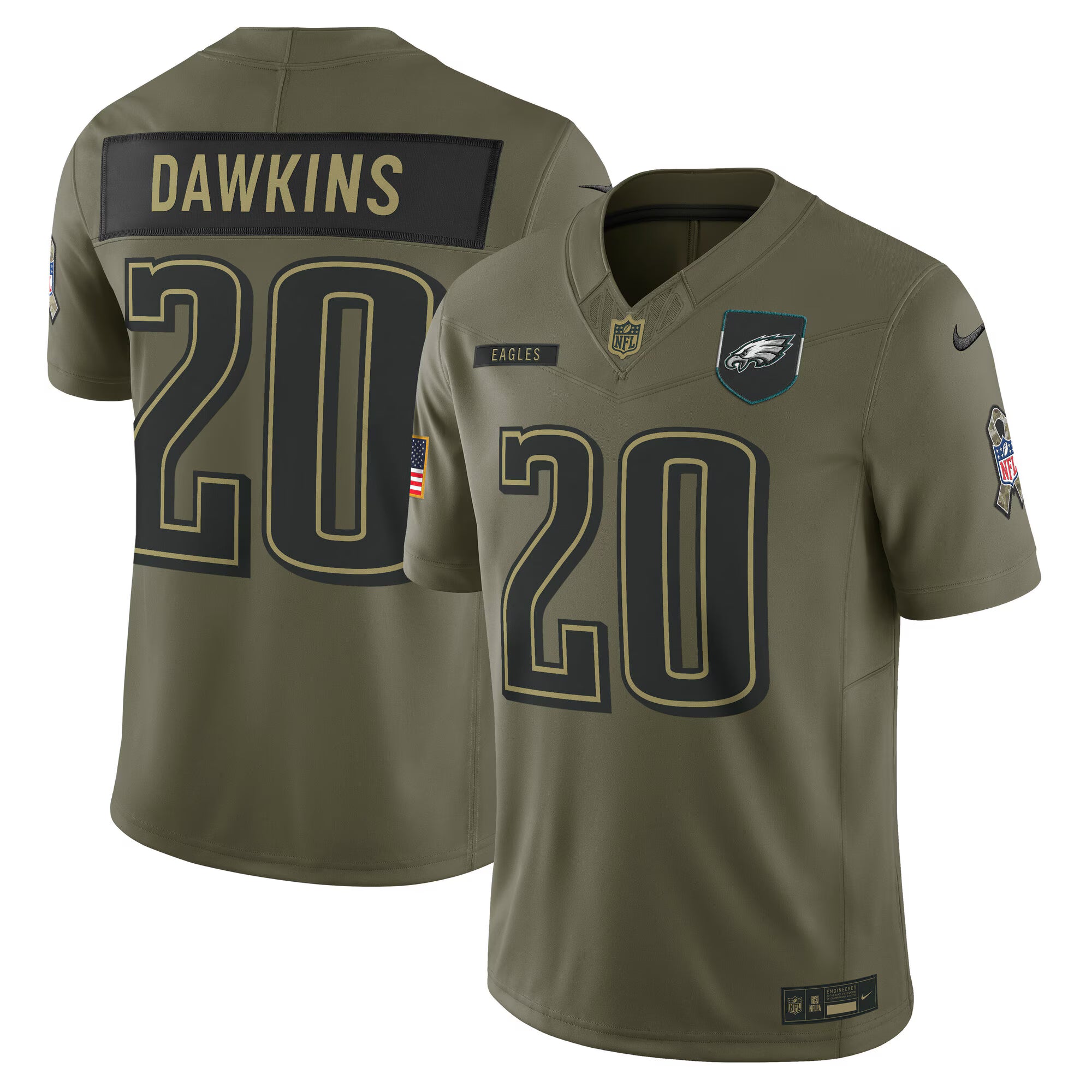 Brian Dawkins Philadelphia Eagles Nike 2025 Salute to Service Retired Limited Jersey - Olive