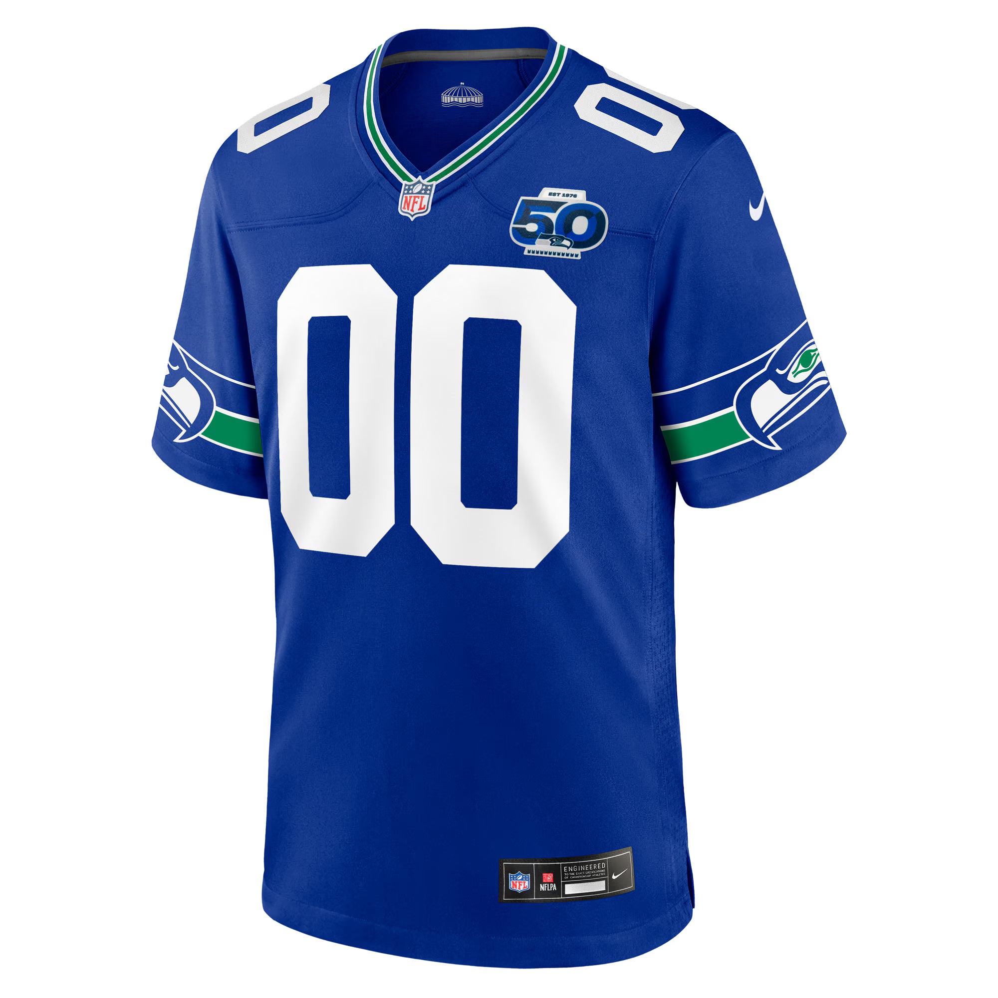 Seattle Seahawks Nike 50th Season Throwback Custom Game Jersey - Royal