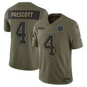 Dak Prescott Dallas Cowboys Nike 2025 Salute to Service Limited Jersey - Olive