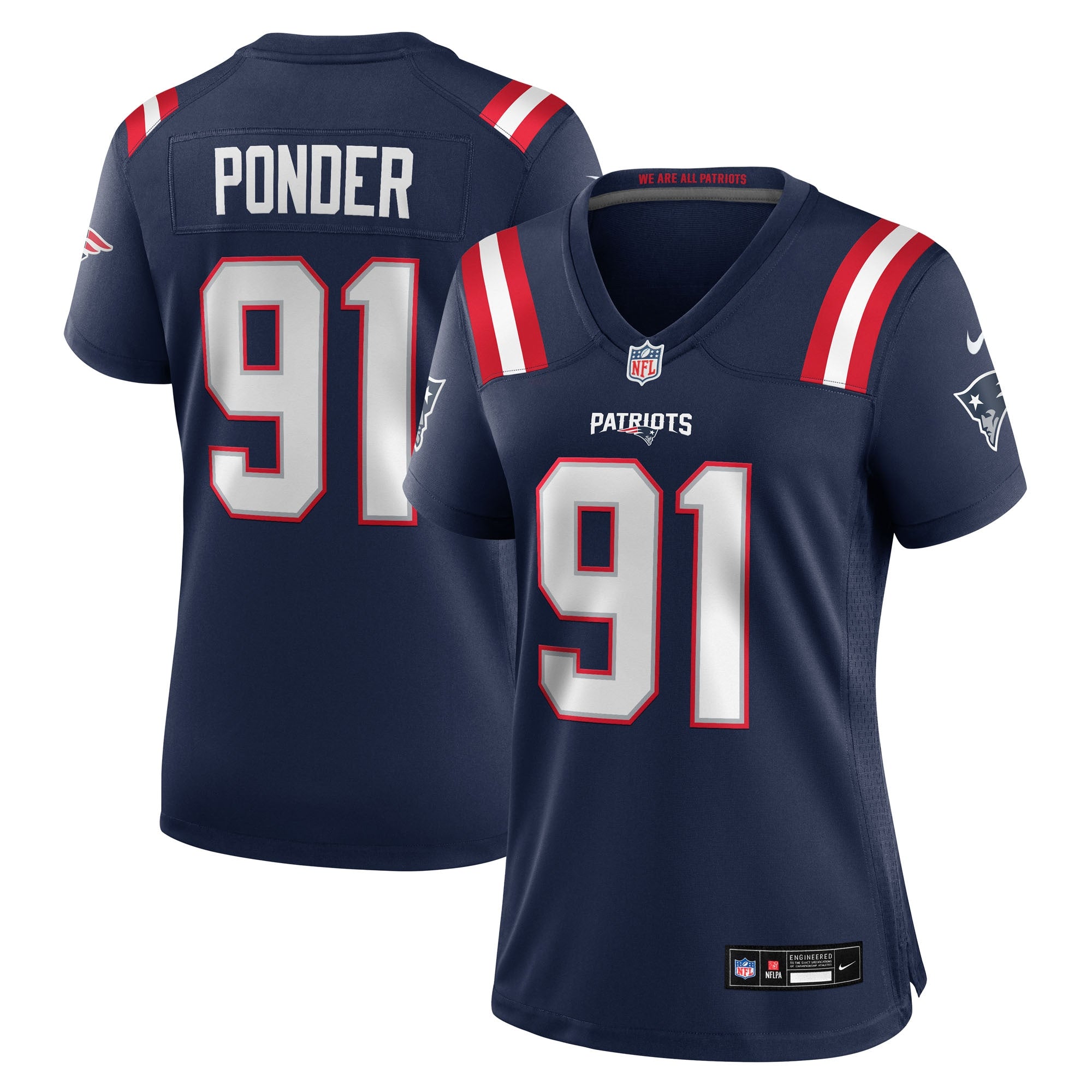 Elijah Ponder New England Patriots Nike Women's Team Game Jersey -  Navy