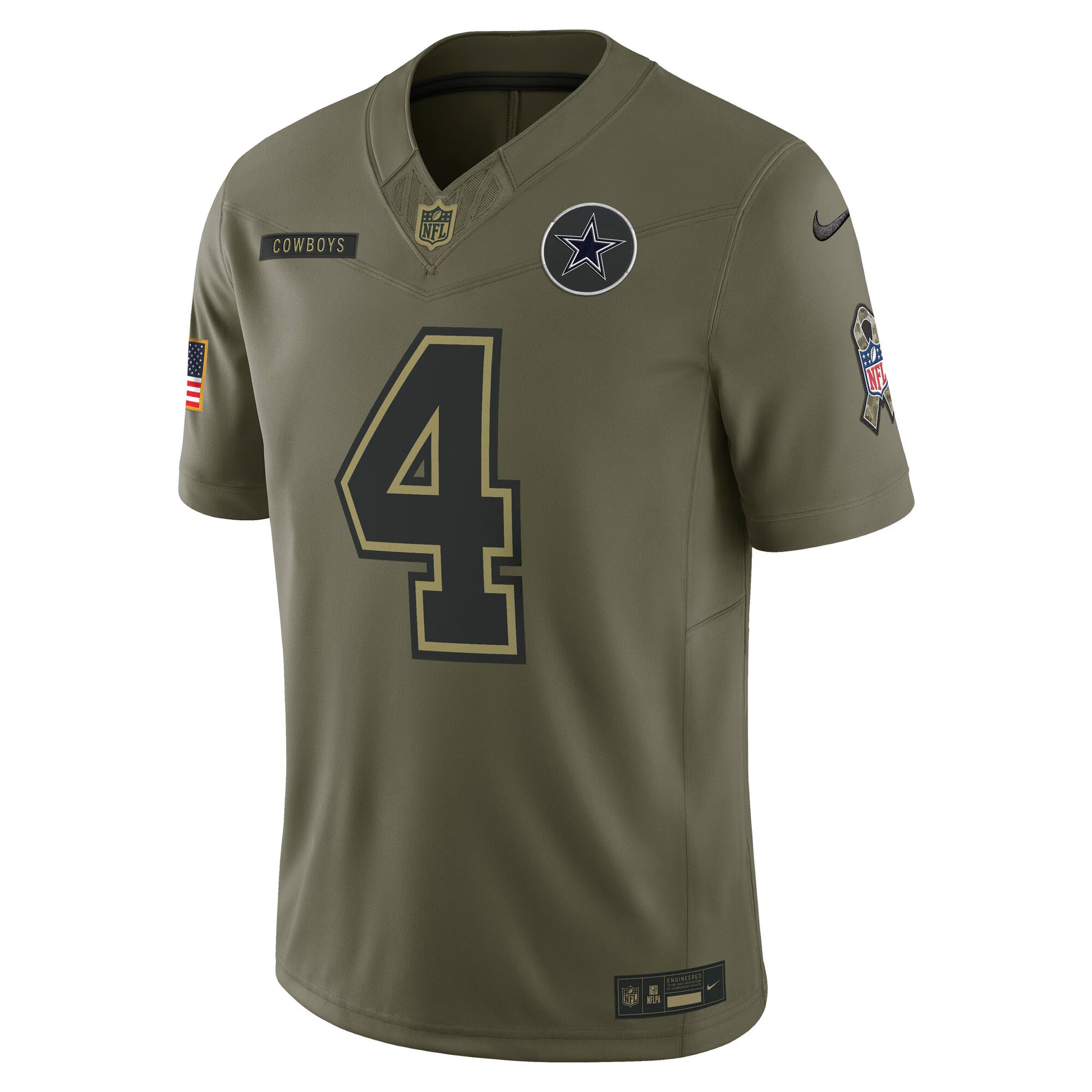 Dak Prescott Dallas Cowboys Nike 2025 Salute to Service Limited Jersey - Olive