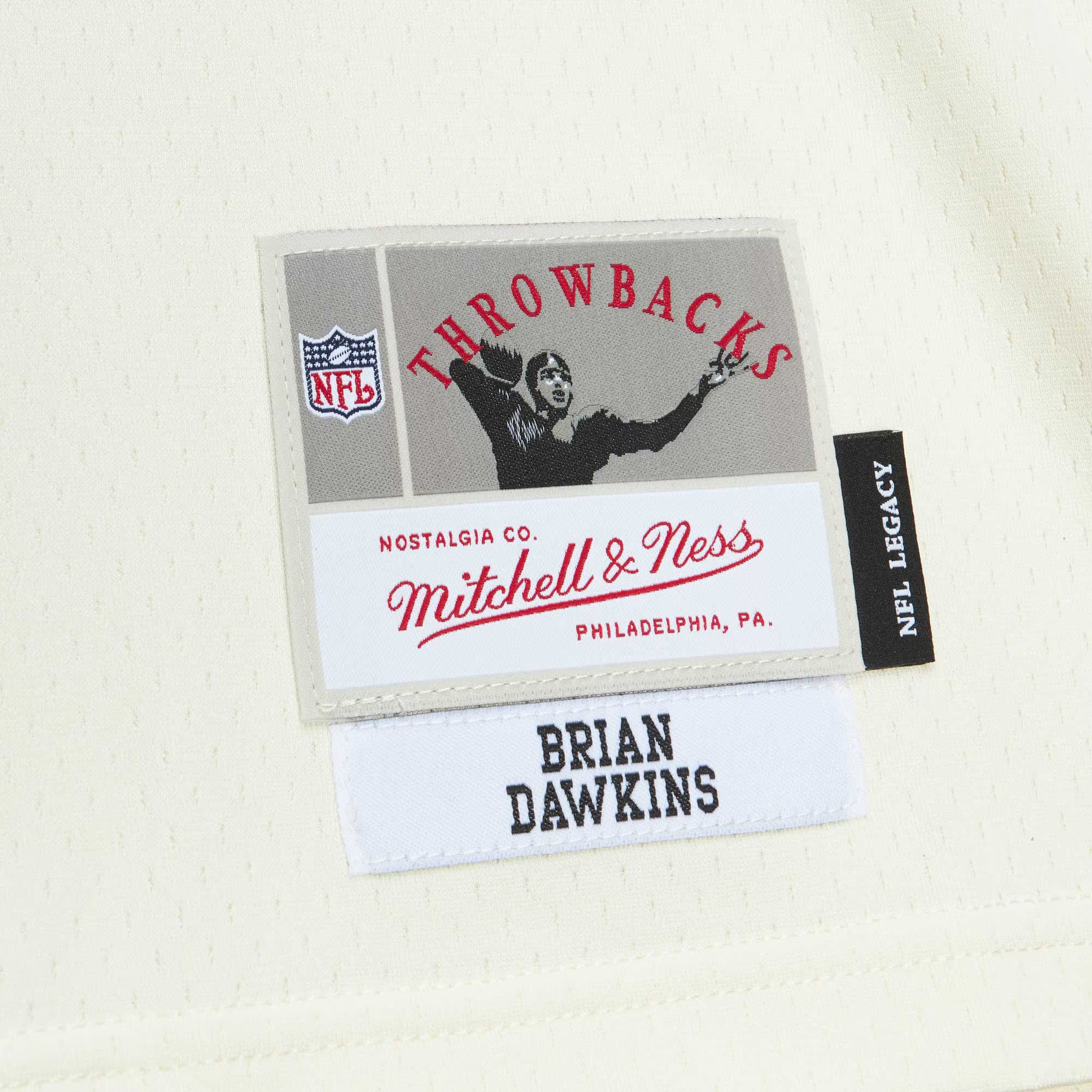 Brian Dawkins Philadelphia Eagles Mitchell &amp; Ness Chainstitch Legacy Jersey - Cream
