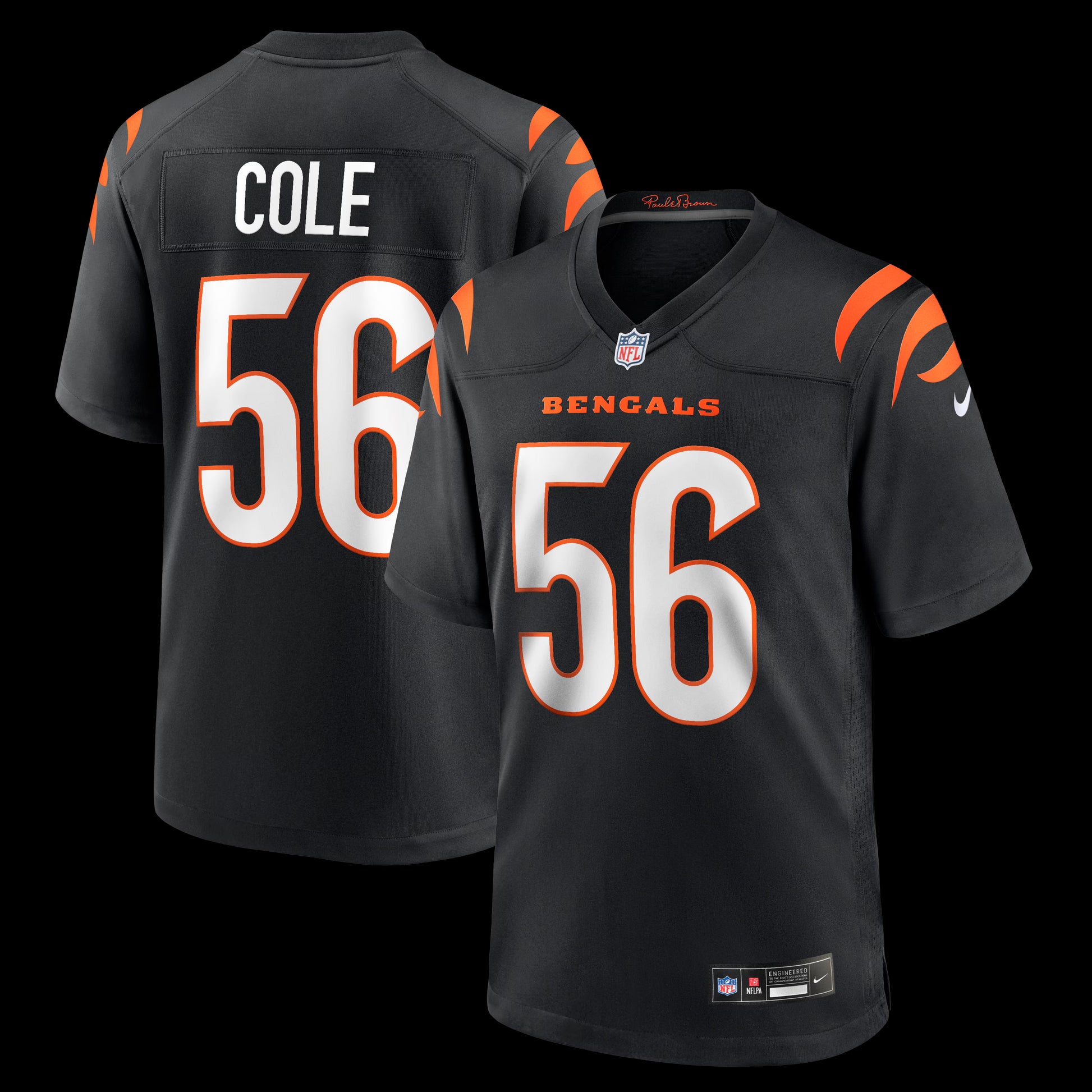 Myles Cole Cincinnati Bengals Nike Team Game Jersey -  Black