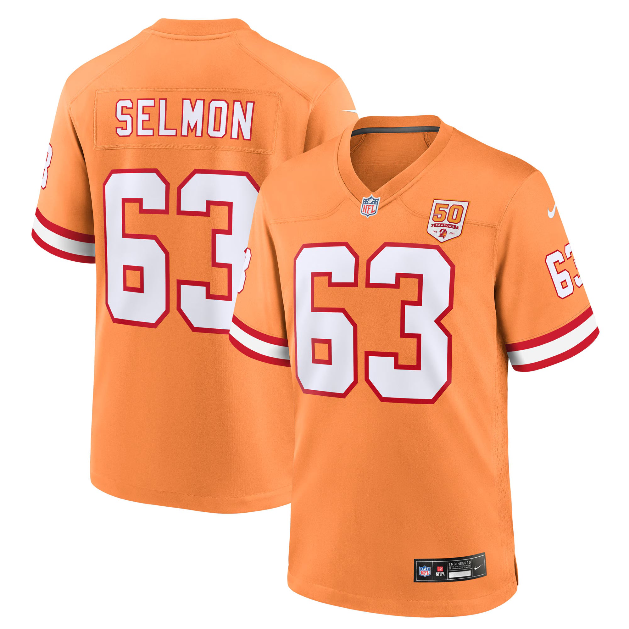 Lee Roy Selmon  Tampa Bay Buccaneers Nike 50th Season Game Jersey - Creamsicle