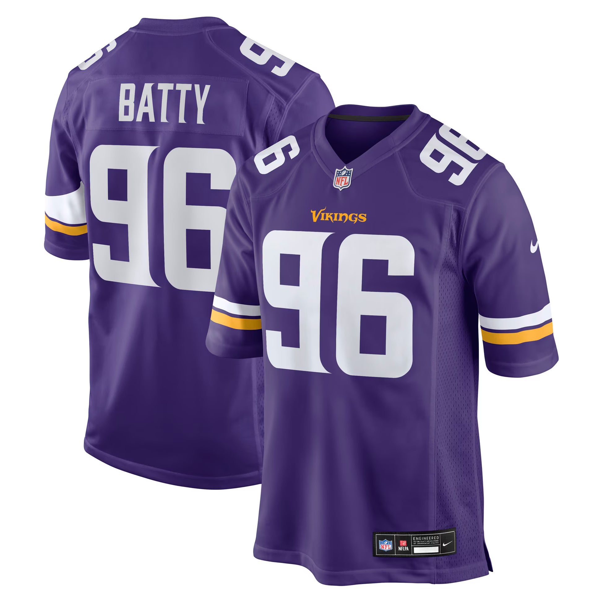 Tyler Batty Minnesota Vikings Nike Team Game Jersey -  Purple