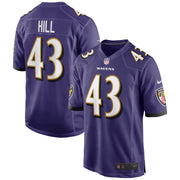 Justice Hill Baltimore Ravens Nike Game Jersey - Purple